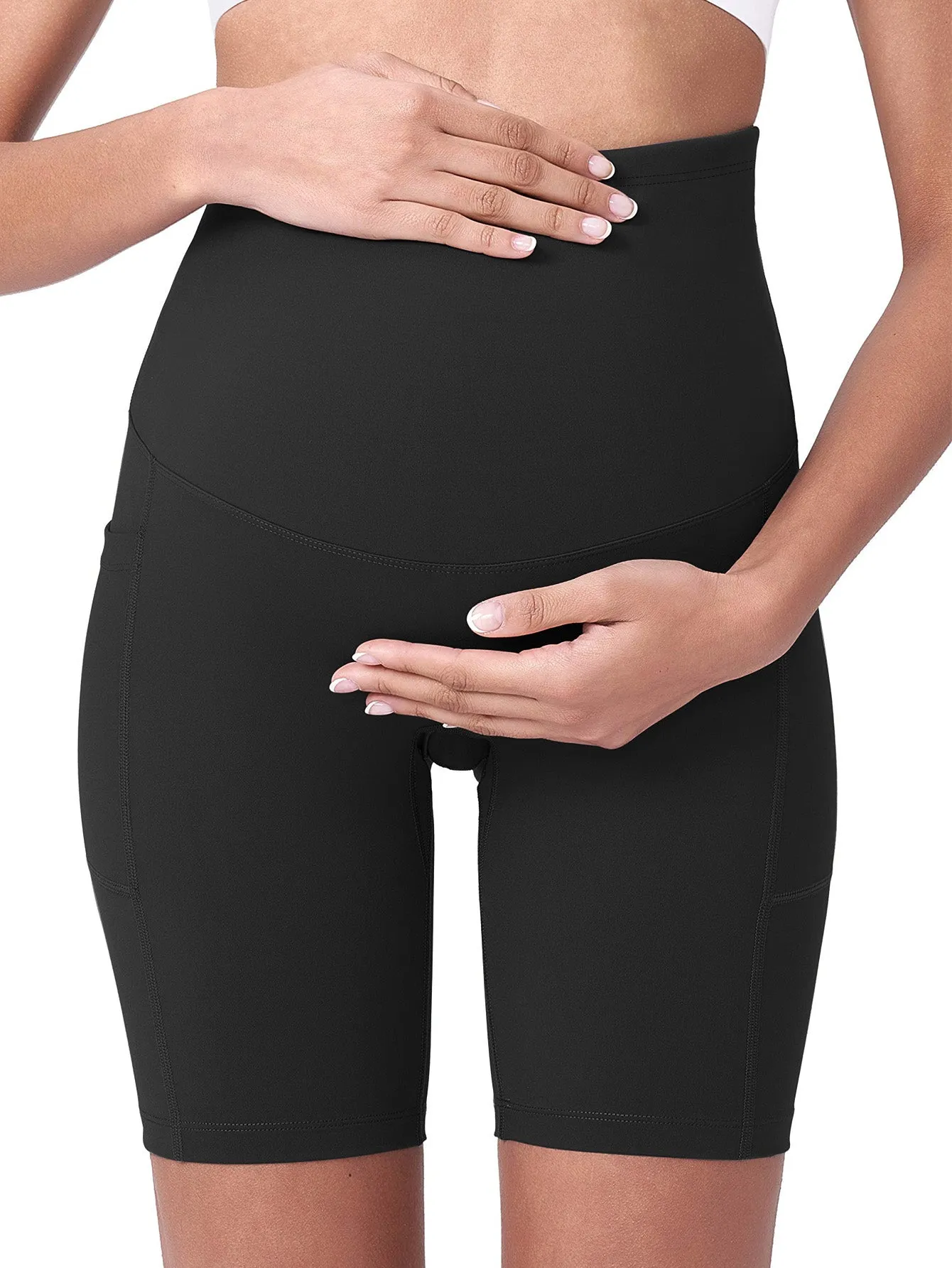 Sunzel Maternity Yoga Shorts for Women High-Waisted Pregnancy Workout Shorts with Pockets Stretchy Wide Elastic Waistband Pre Postpartum Activewear sold by Sunzel product image thumbnail 5