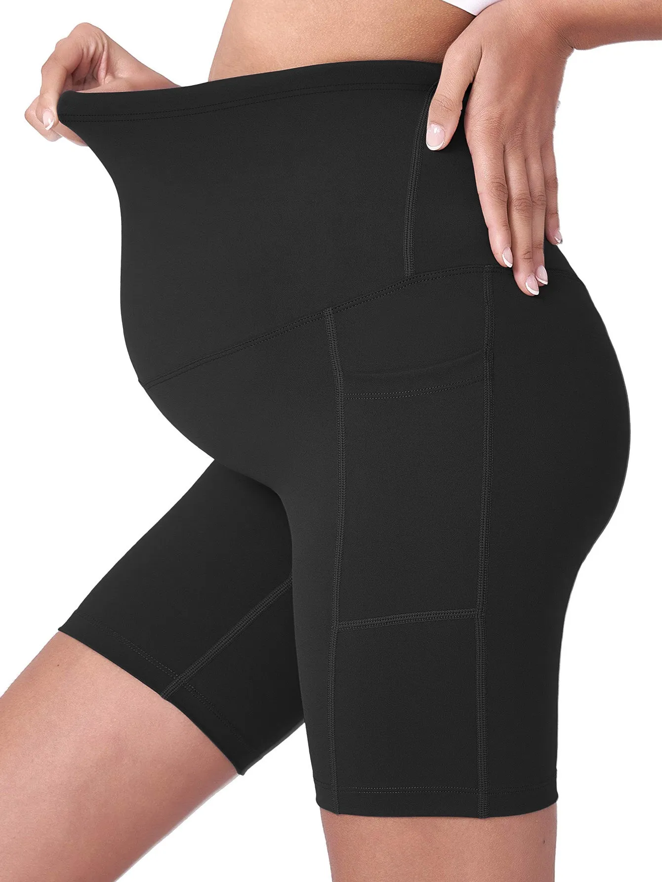 Sunzel Maternity Yoga Shorts for Women High-Waisted Pregnancy Workout Shorts with Pockets Stretchy Wide Elastic Waistband Pre Postpartum Activewear sold by Sunzel product image thumbnail 3