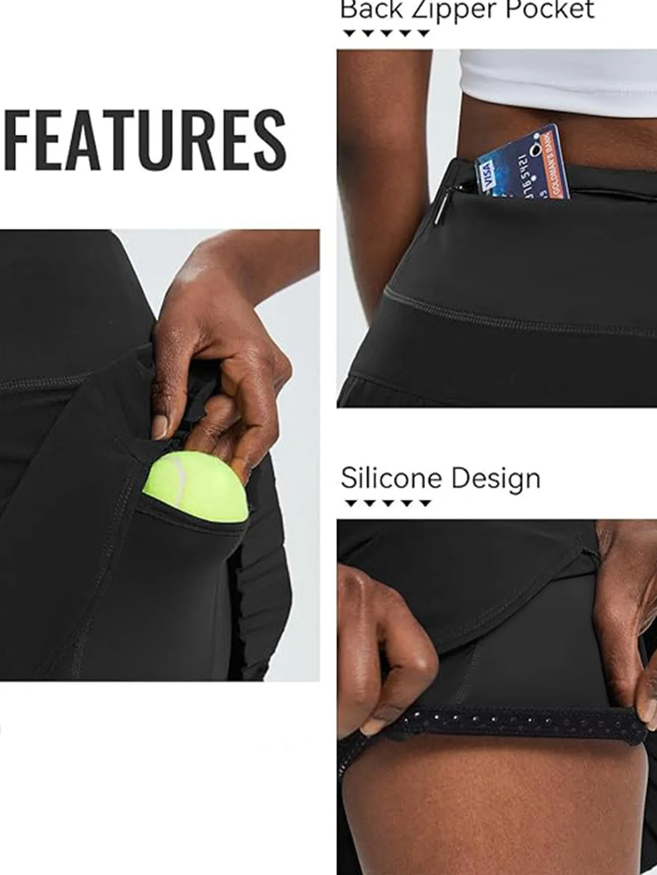 Women's High Waist Tennis Skirt with Zipper Pocket Moisture-Wicking Pleated Athletic Skirt for Women, Built-in Shorts for Running,Yoga,Gym sold by Sunzel product image thumbnail 5