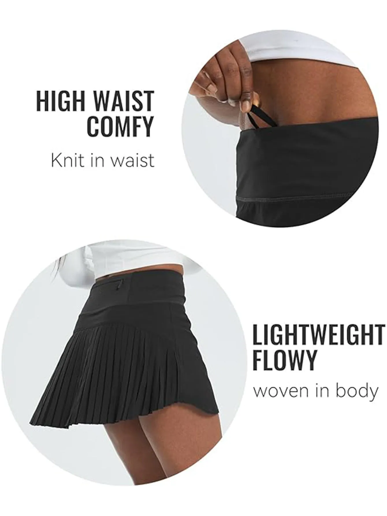 Women's High Waist Tennis Skirt with Zipper Pocket Moisture-Wicking Pleated Athletic Skirt for Women, Built-in Shorts for Running,Yoga,Gym sold by Sunzel product image thumbnail 4