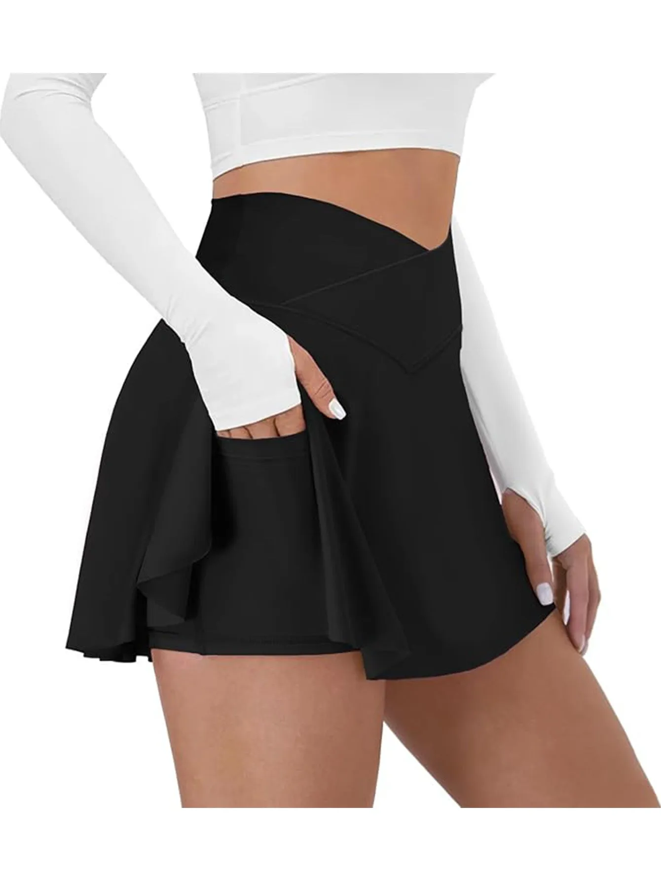 Women's Tennis Skirt SportFlex High-Waisted Workout Skirt with Built-in Anti-Slip Shorts Side Pocket for Phone,Perfect for Tennis,Yoga,Running sold by Sunzel