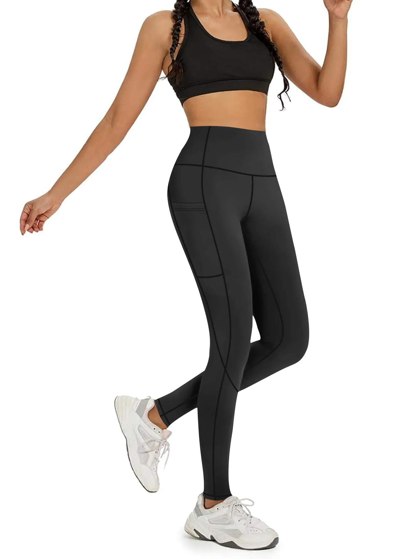 Women's High-Waisted Yoga Pants with X-Band Side Pockets Tummy Control Workout Leggings, Moisture-Wicking Plus Size Inclusive sold by Sunzel product image thumbnail 3