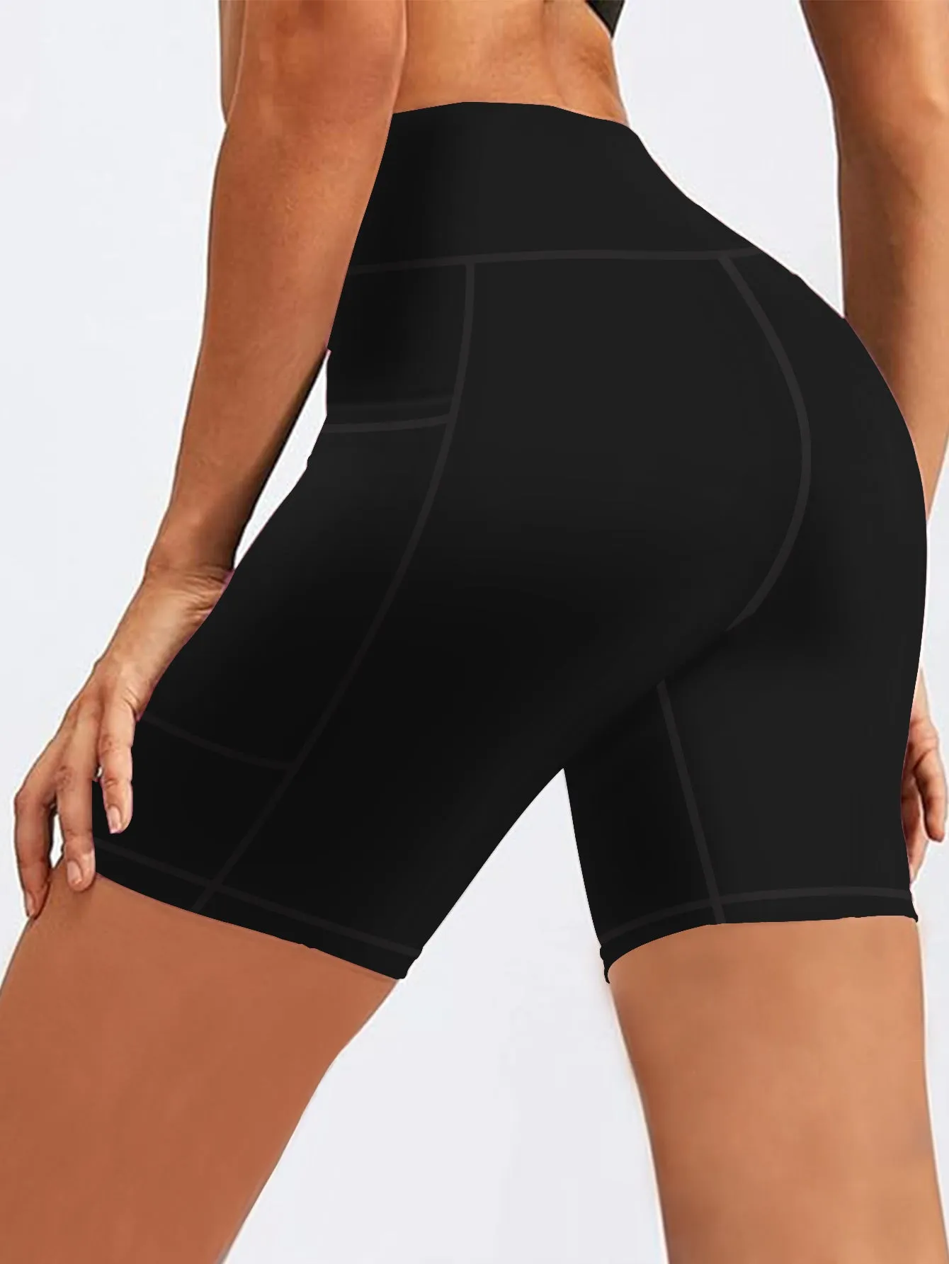 Women's High-Waisted Yoga Shorts with Side Pockets 10-Inch Inseam Moisture-Wicking Workout Running Shorts,S M L XL XXL 5XL Sizes sold by Sunzel product image thumbnail 4