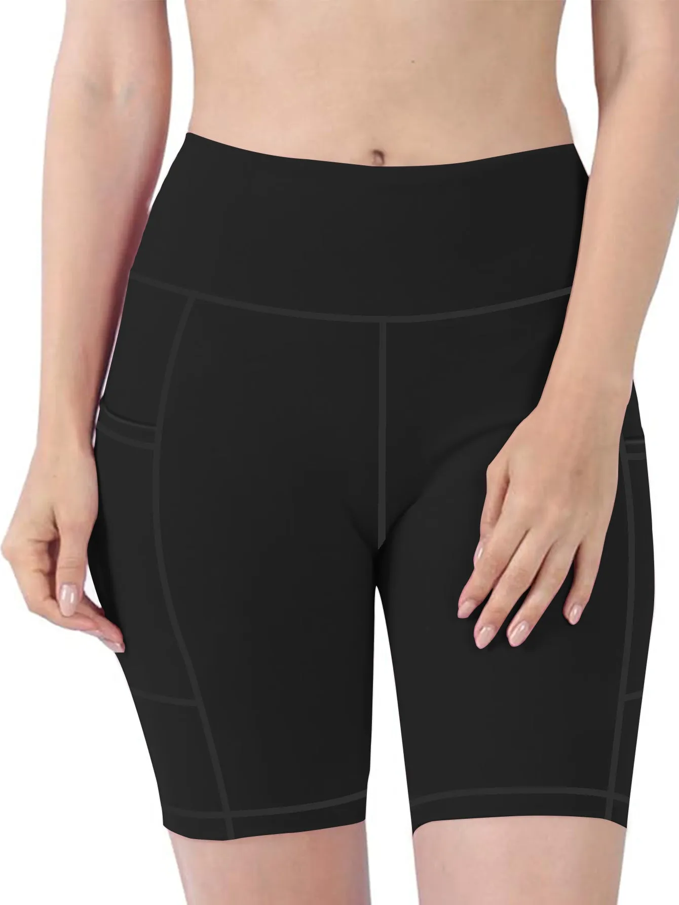 Women's High-Waisted Yoga Shorts with Side Pockets 10-Inch Inseam Moisture-Wicking Workout Running Shorts,S M L XL XXL 5XL Sizes sold by Sunzel product image thumbnail 2