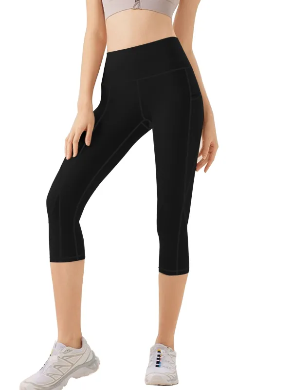 Women's Yoga Capri Pants with Side Pockets High-Waisted Tummy Control Workout Leggings for Yoga Gym Daily Wear S-5XL sold by Sunzel