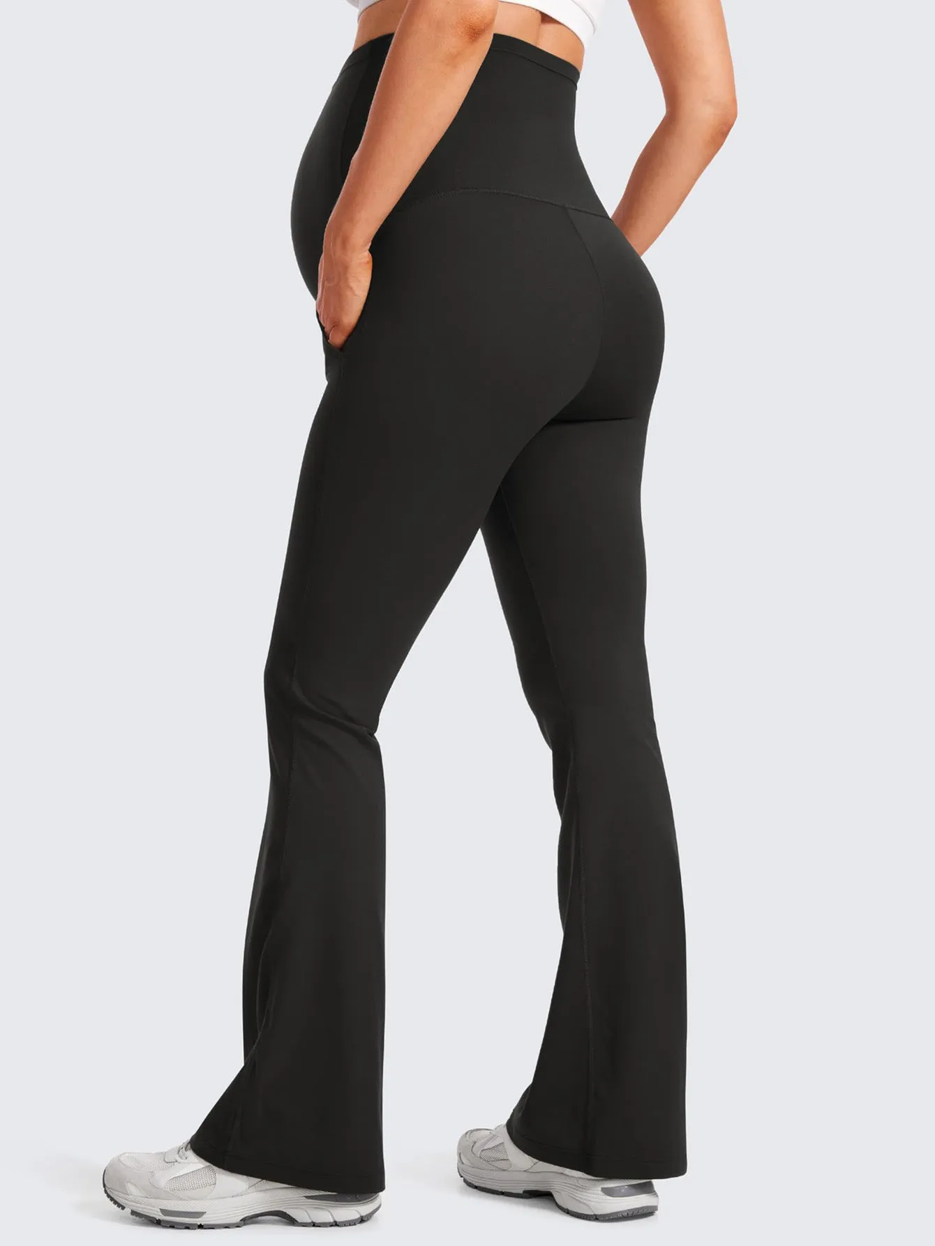 Sunzel Maternity Flare Leggings Yoga Bell Bottom Pants Pregnancy Wide Waistband Stretchy Workout Leggings for Women Pre Postpartum Support sold by Sunzel product image thumbnail 2