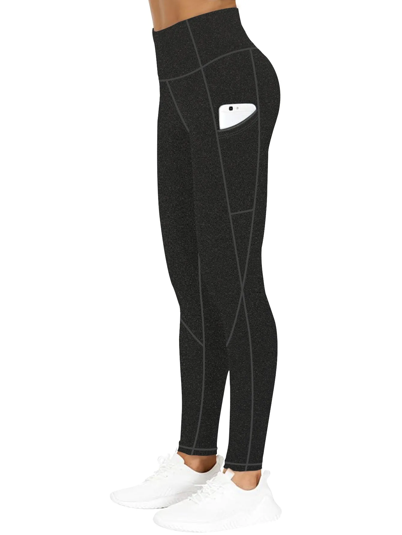 Plus-Size High Waisted Yoga Pants with X-Band Side Pockets Tummy Control Workout Leggings for gym runnings 0XL-5XL Inclusive sold by Sunzel