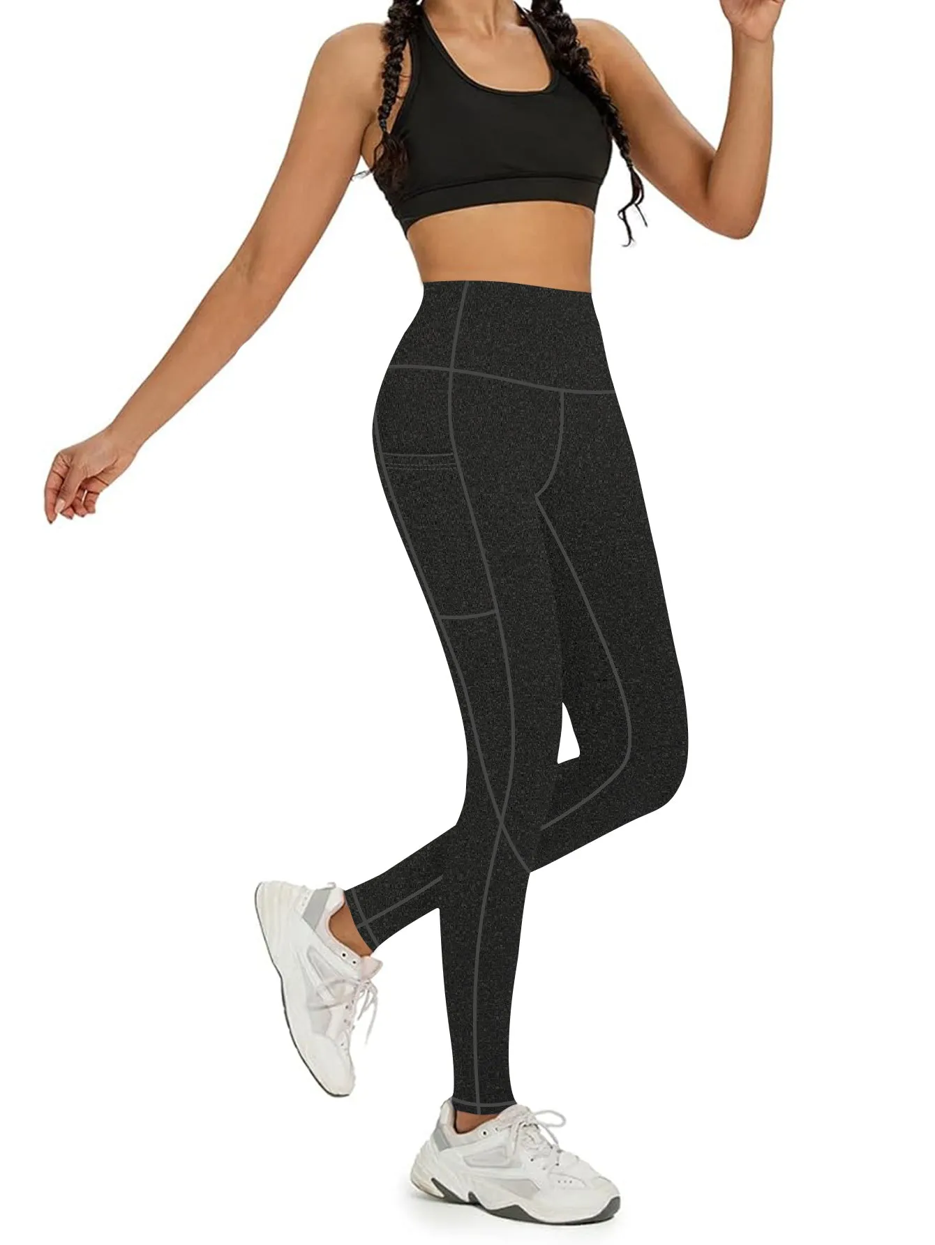 Women's High Waisted Yoga Pants with X-Band Side Pockets Tummy Control Workout Leggings for gym running sold by Sunzel product image thumbnail 3
