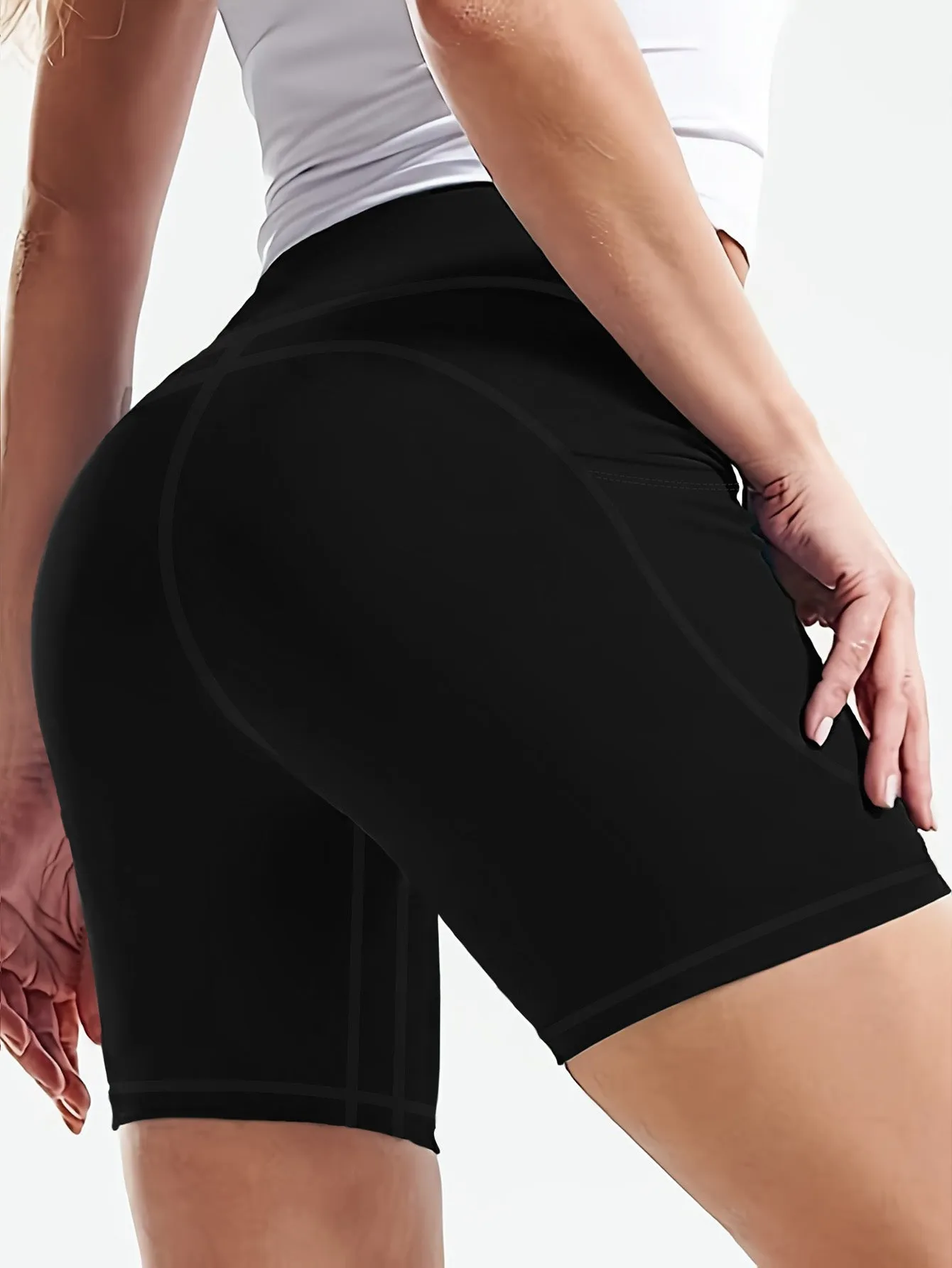 Plus Size 5XL High-Waisted Yoga Shorts for Women Tummy Control Workout Shorts with Phone Pocket Moisture-Wicking Fabric for Running Gym Yoga sold by Sunzel product image thumbnail 3