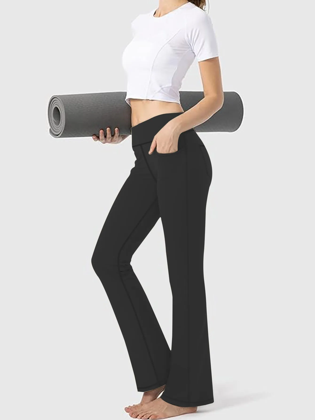 Sunzel High-Waisted Yoga Bootcut Pants with Side Pocket Stretchy Women's Workout Leggings Comfortable Flexible for Gym Running sold by Sunzel product image thumbnail 4