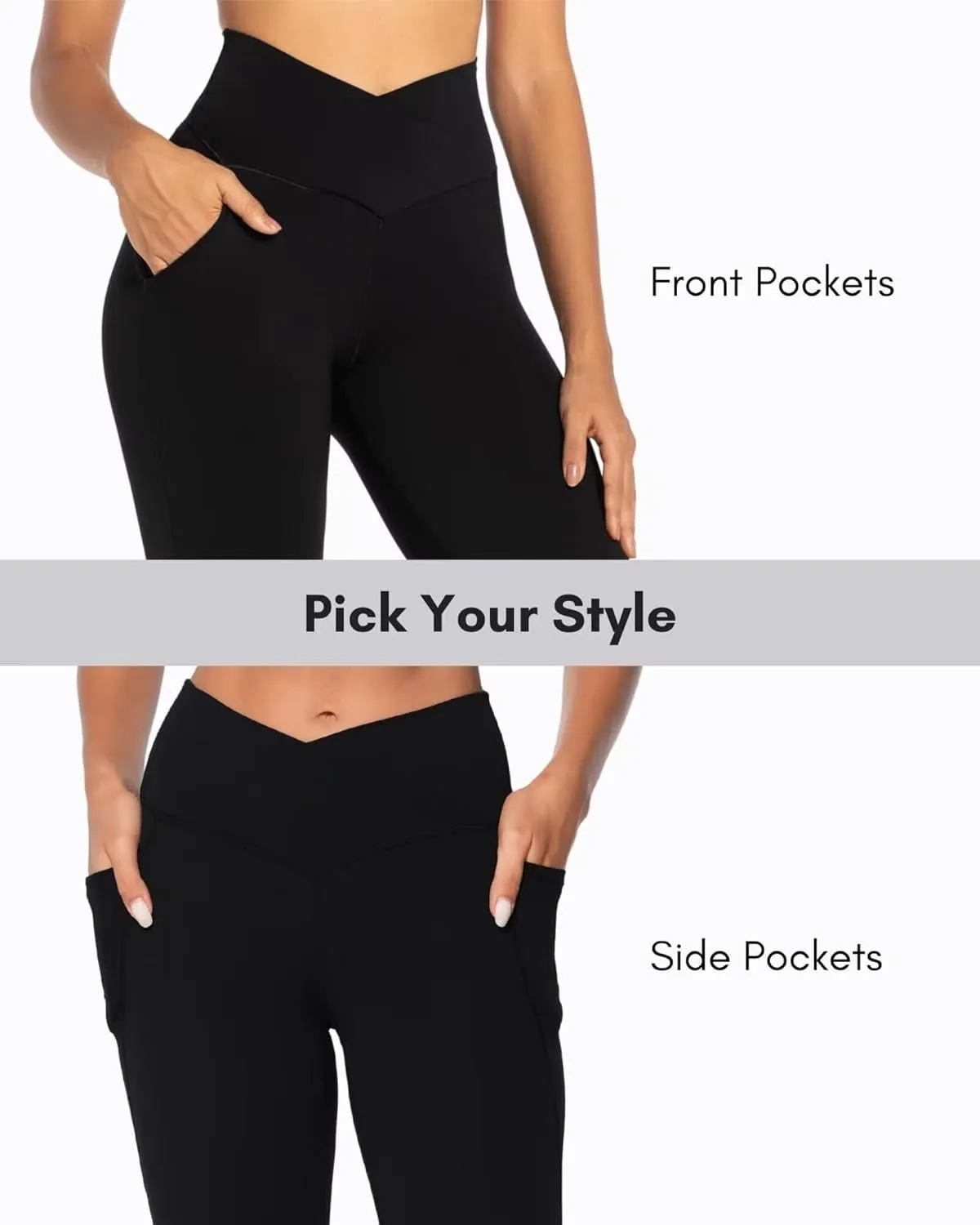 Funidos Flare Leggings for Women with Pockets, Crossover Yoga Pants with Tummy Control, High Waisted and Wide Leg sold by Sunzel product image thumbnail 2