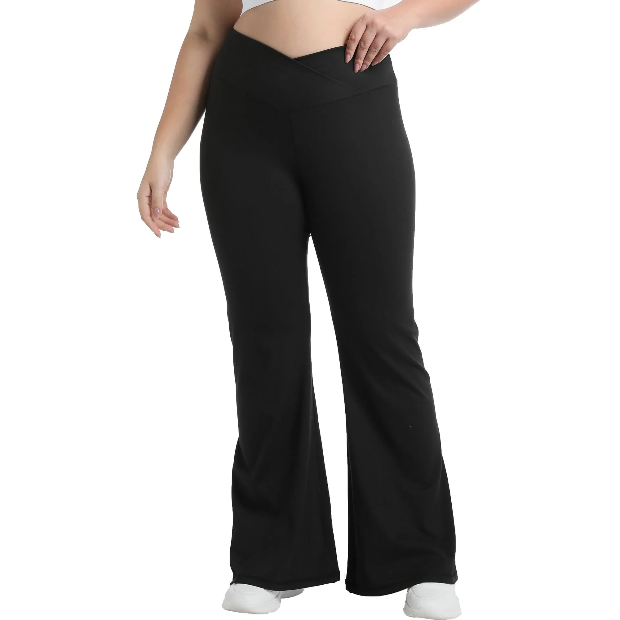 Funidos Plus Size Yoga Flare Pants for Women High V-Waist Tummy Control Pocket Lounge Wide Leg Fitness Athletic Wear sold by Sunzel product image thumbnail 5