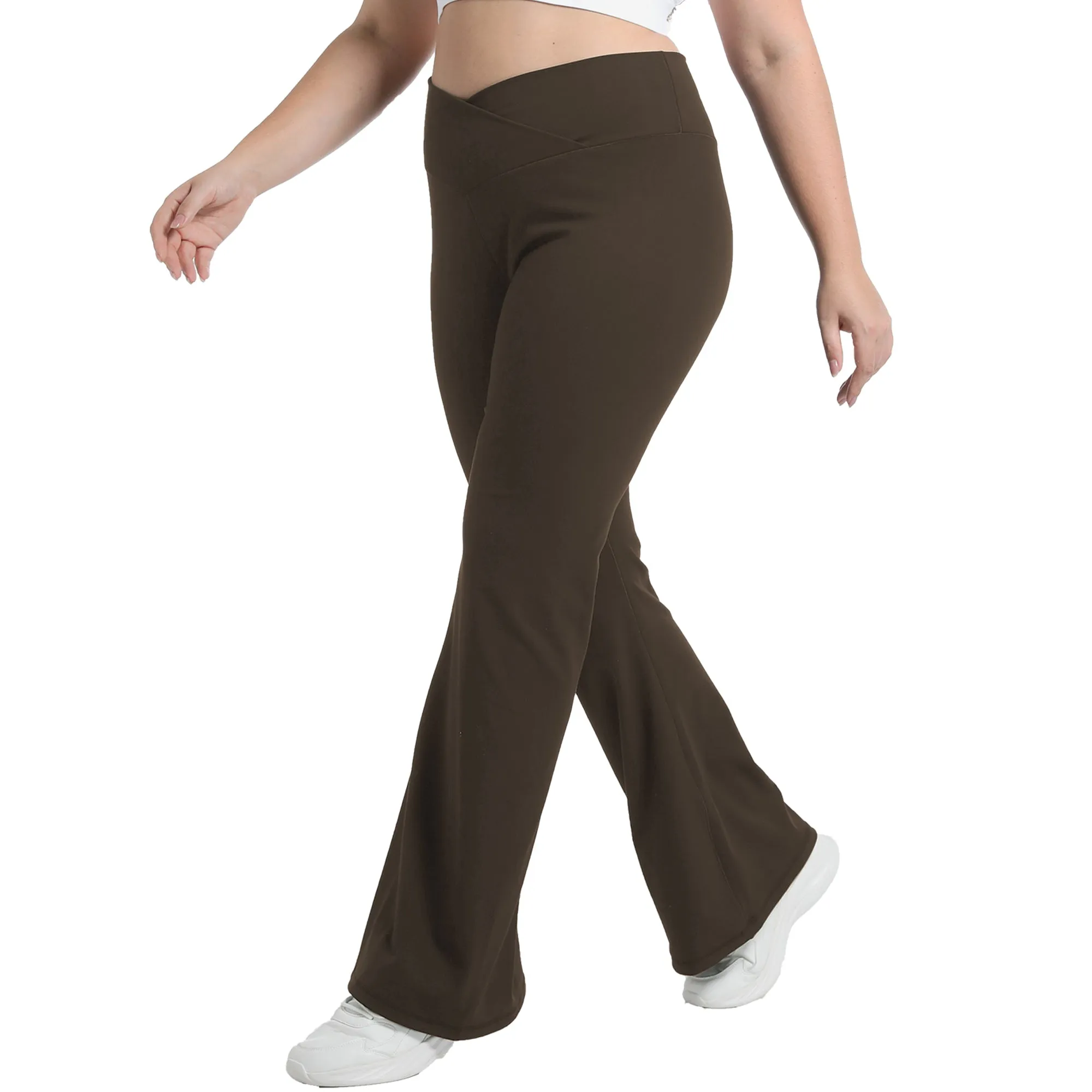 Funidos Plus Size Yoga Flare Pants for Women High V-Waist Tummy Control Pocket Lounge Wide Leg Fitness Athletic Wear sold by Sunzel product image thumbnail 2