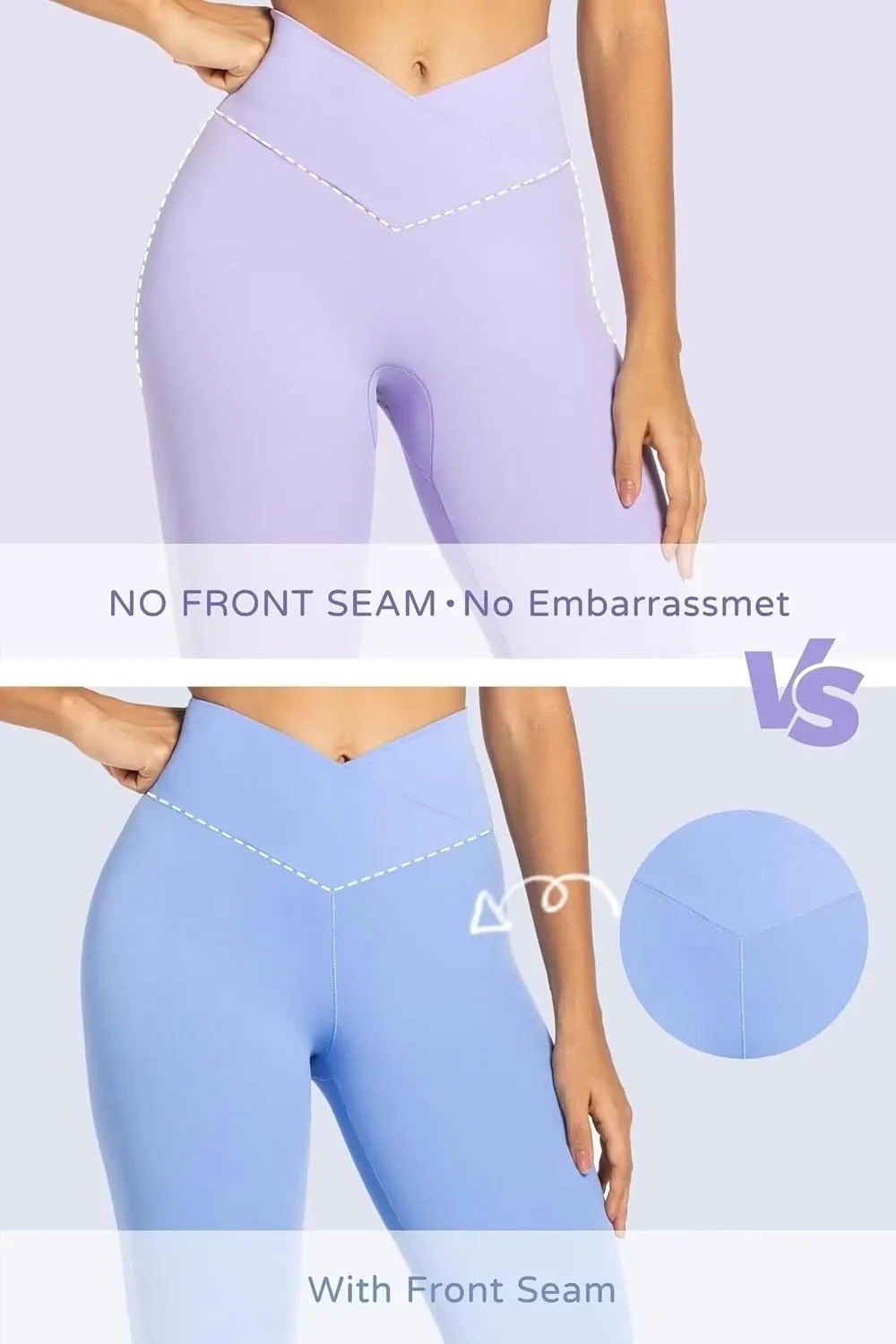 Funidos Women's V-Waist Flare Pants Tummy Control High Elasticity Breathable Comfort Fit Soft Fabric 30 Inch sold by Sunzel product image thumbnail 3