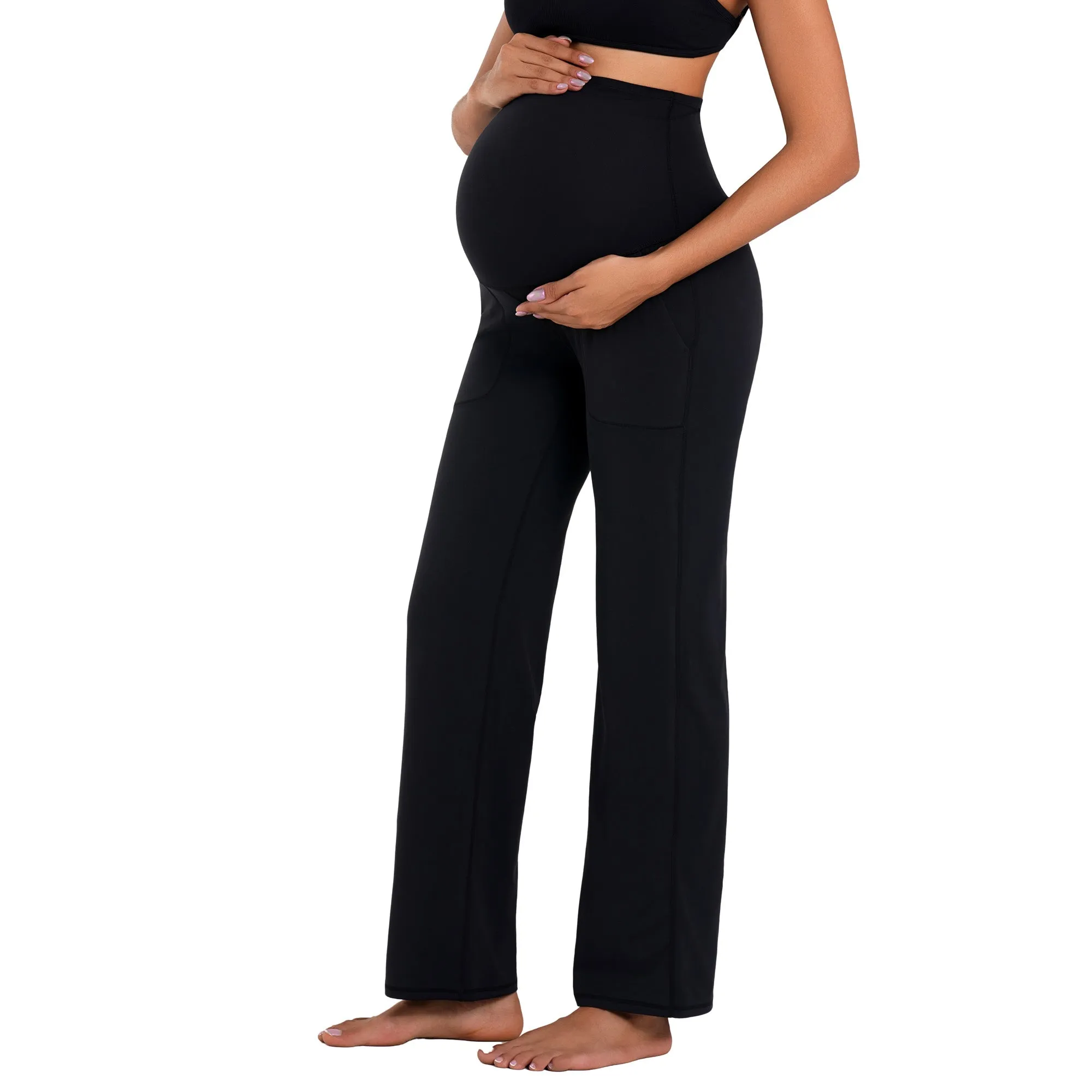 Funidos Maternity leggings Yoga Pants with Pockets High Waisted Over The Belly Buttery Soft Workout Leggings for Women Stretchy Pregnancy Activewear sold by Sunzel product image thumbnail 2