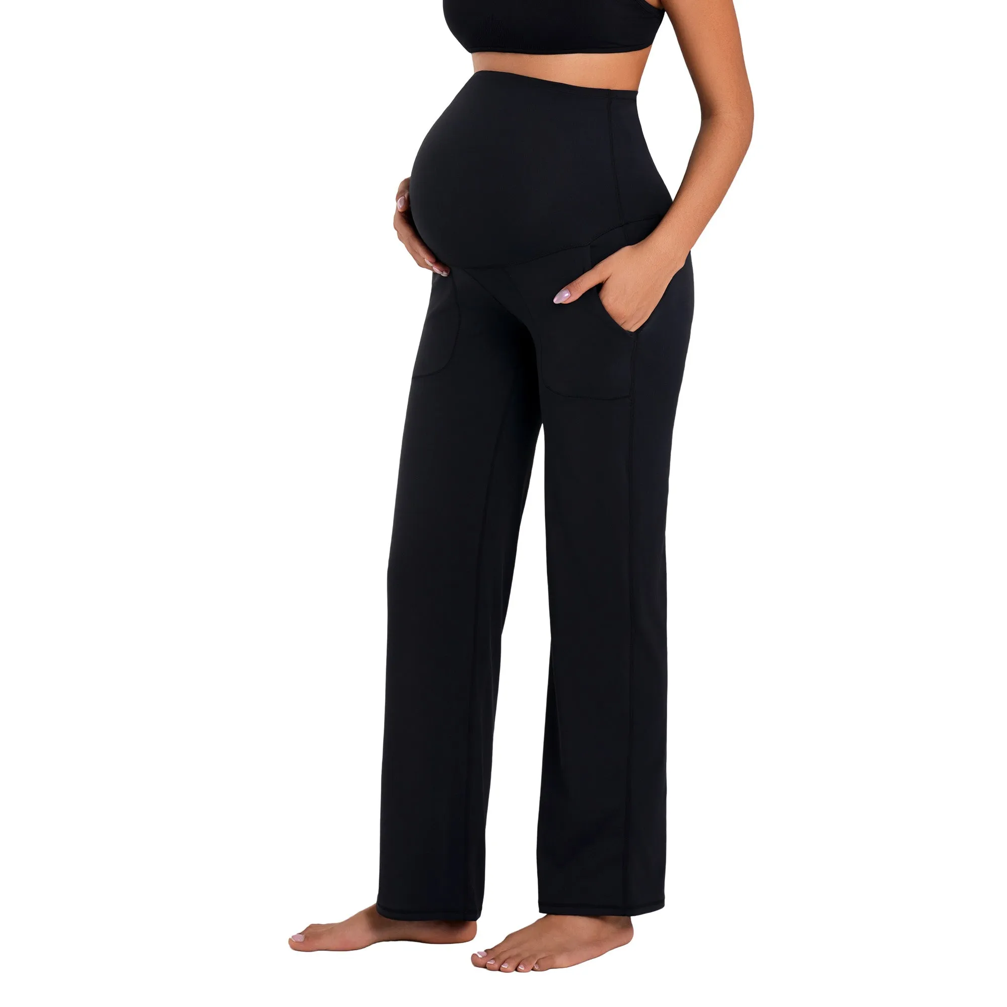 Funidos Maternity leggings Yoga Pants with Pockets High Waisted Over The Belly Buttery Soft Workout Leggings for Women Stretchy Pregnancy Activewear sold by Sunzel product image thumbnail 3