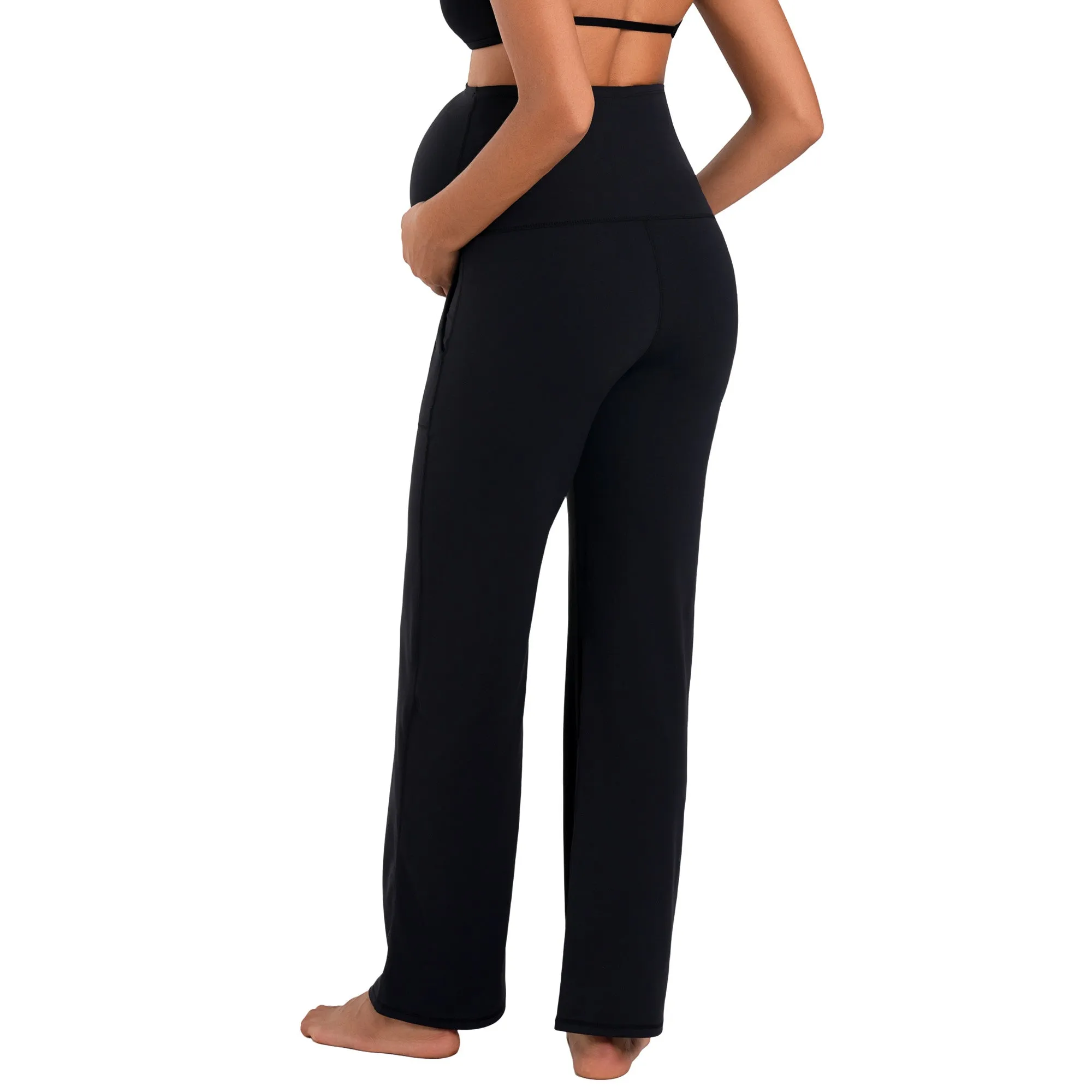 Funidos Maternity leggings Yoga Pants with Pockets High Waisted Over The Belly Buttery Soft Workout Leggings for Women Stretchy Pregnancy Activewear sold by Sunzel product image thumbnail 5