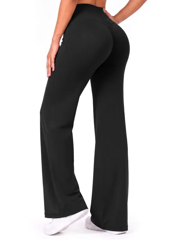 Sunzel Women's Wide Leg Yoga Pants Straight Leg High Waist Workout Leggings | No Front Seam, Hidden Butt Scrunch, Butt-Lifting Fit, Buttery-Soft Feel, Tummy Control, Multiple Inseams For Various Heights made by Sunzel