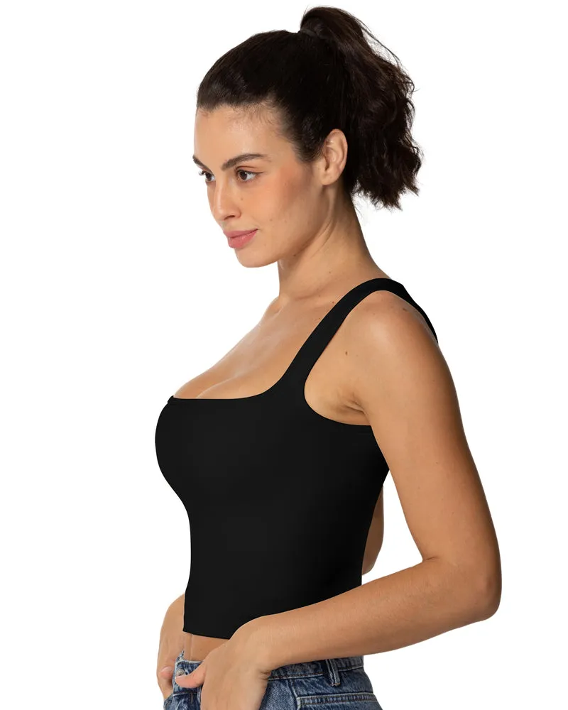 Sunzel Women's Sexy Sleeveless Crop Top Seamless Wide Square Neck Going Out Tops Summer Trendy Workout Yoga Casual Tank Top sold by Sunzel product image thumbnail 4