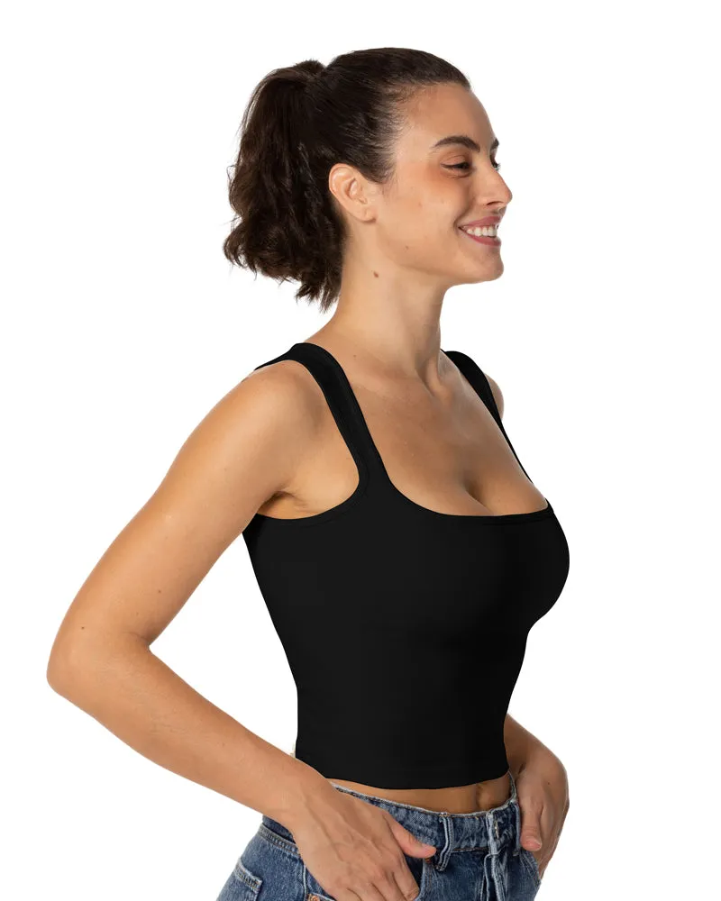 Sunzel Women's Sexy Sleeveless Crop Top Seamless Wide Square Neck Going Out Tops Summer Trendy Workout Yoga Casual Tank Top sold by Sunzel product image thumbnail 2