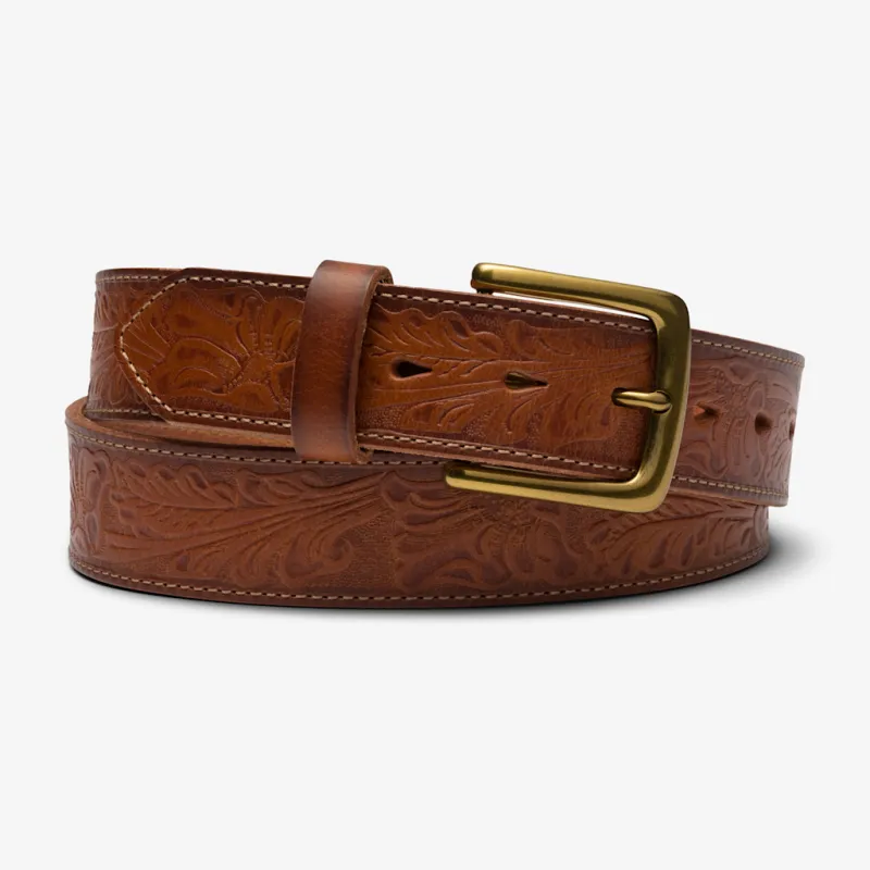 Tooled Leather Belt made by Line of Trade