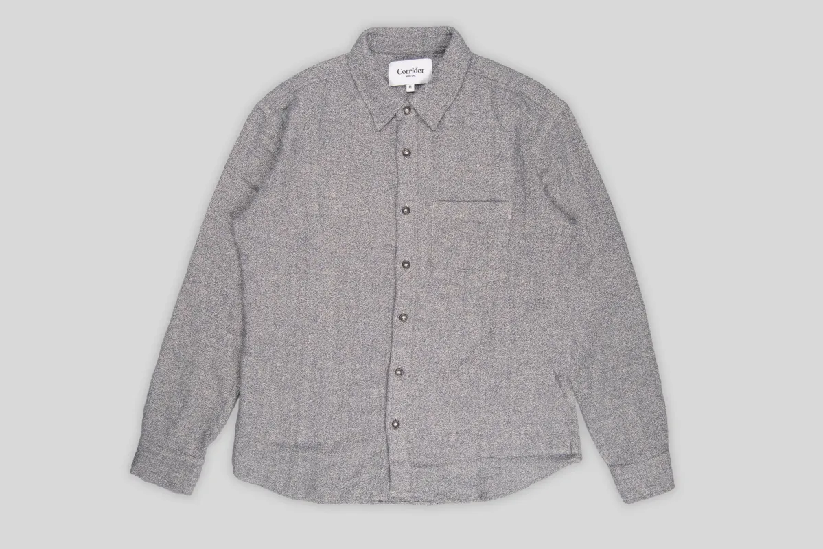 Corridor Pearl Boucle Shirt Navy sold by Norden Goods