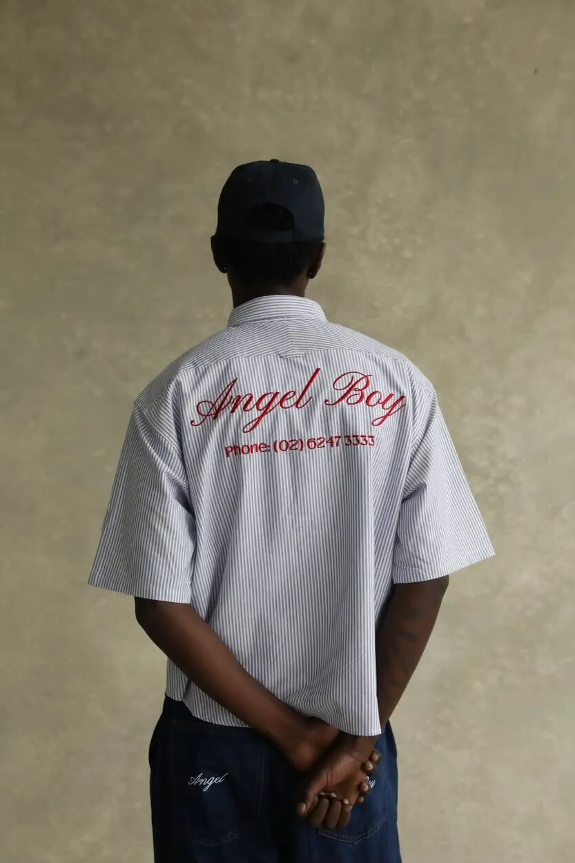 Angel Boy Blue Pinstripe Shirt sold by Angel Boy product image thumbnail 5