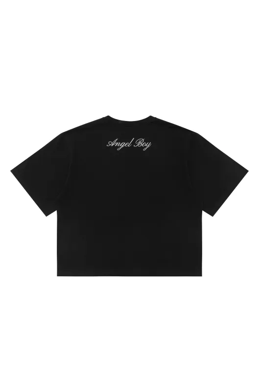 Signature Black Box Tee - White Writing sold by Angel Boy