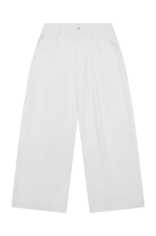 AB Double Pleated White Denim sold by Angel Boy