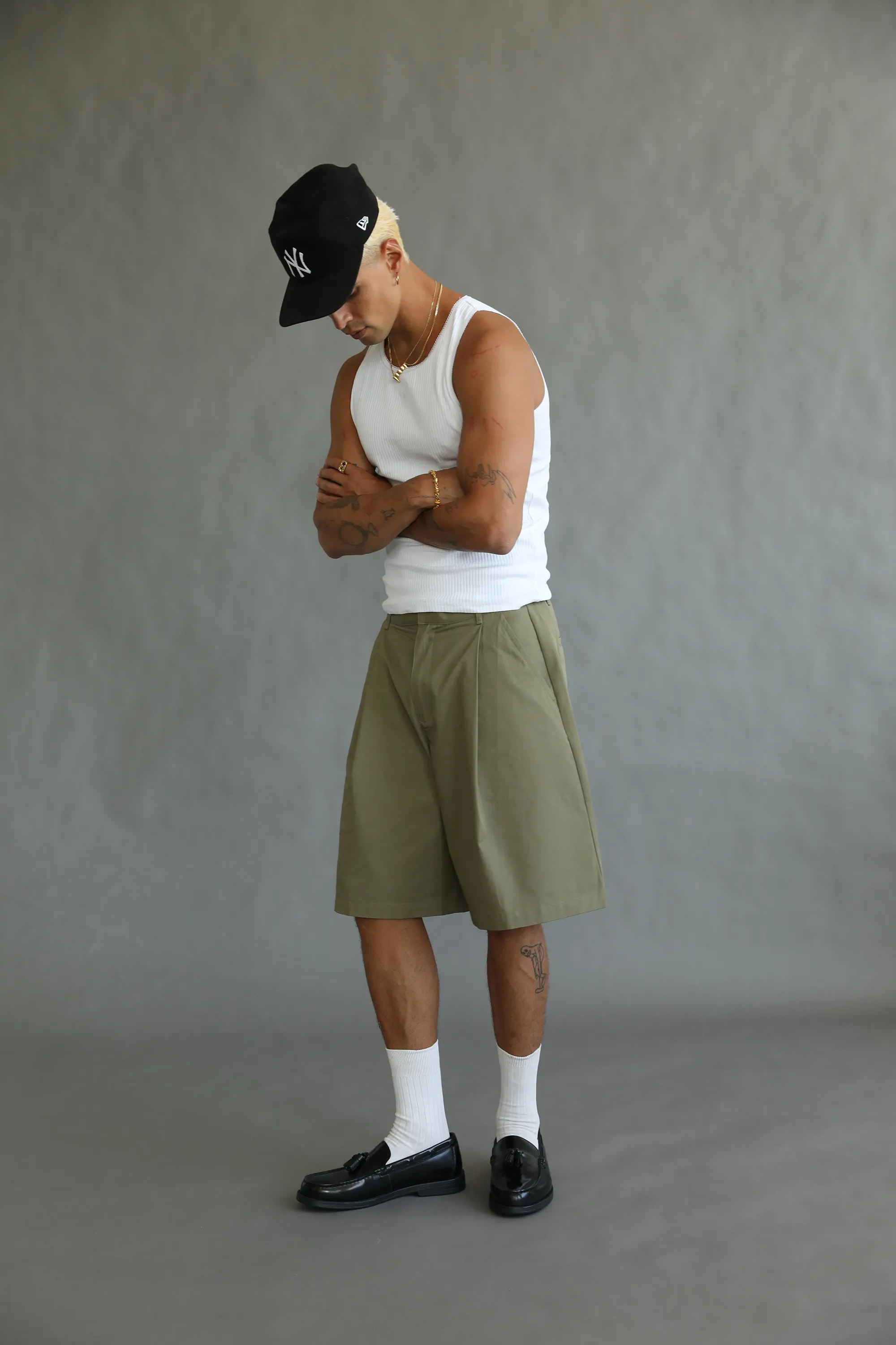 Olive Pleated Shorts sold by Angel Boy product image thumbnail 5