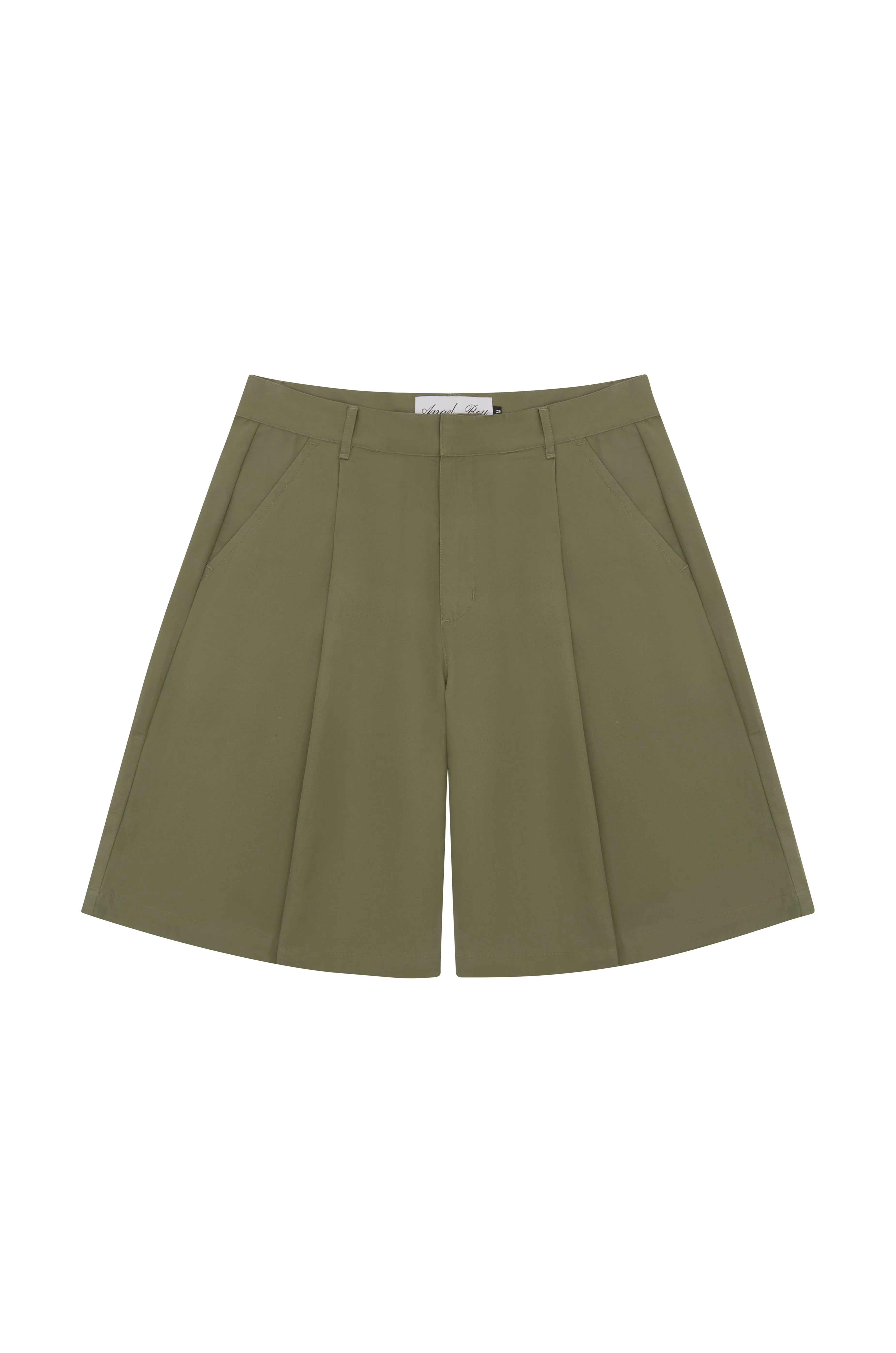 Olive Pleated Shorts sold by Angel Boy