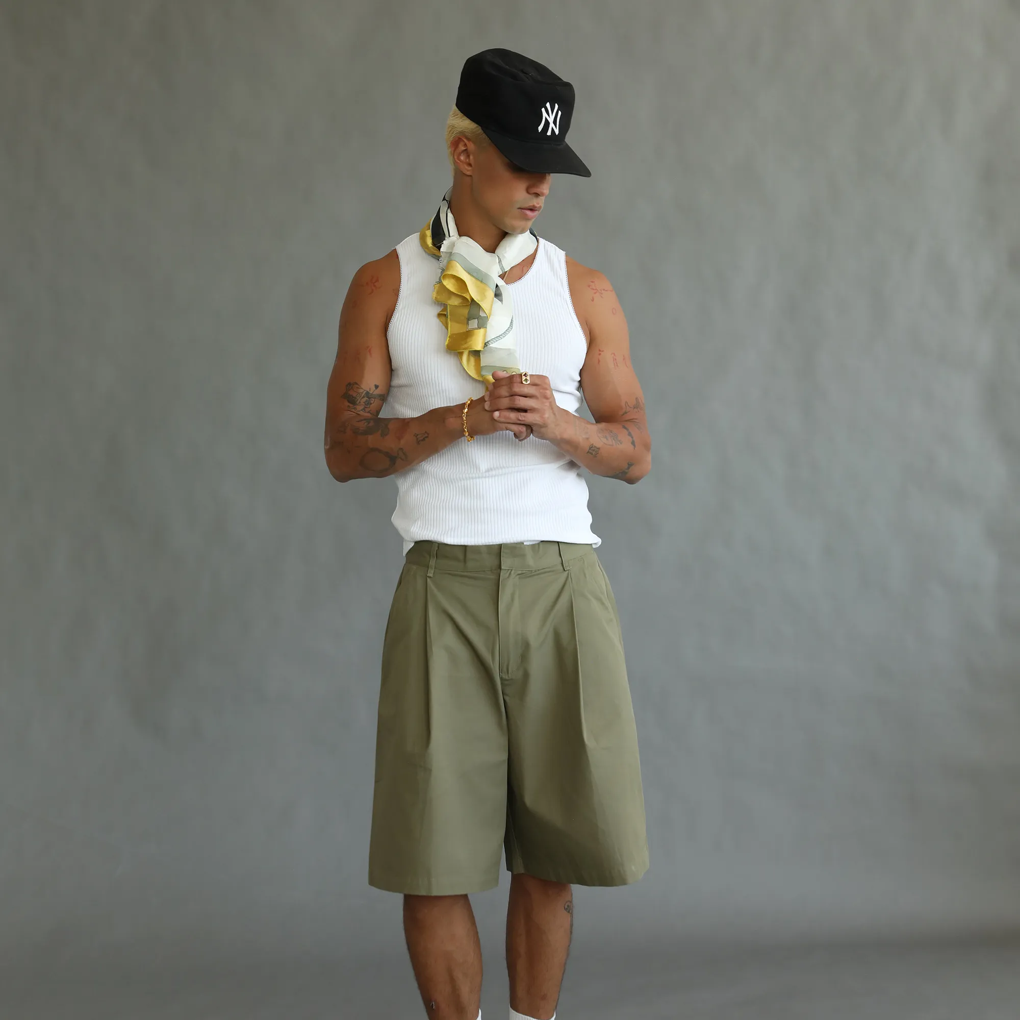 Olive Pleated Shorts sold by Angel Boy product image thumbnail 3