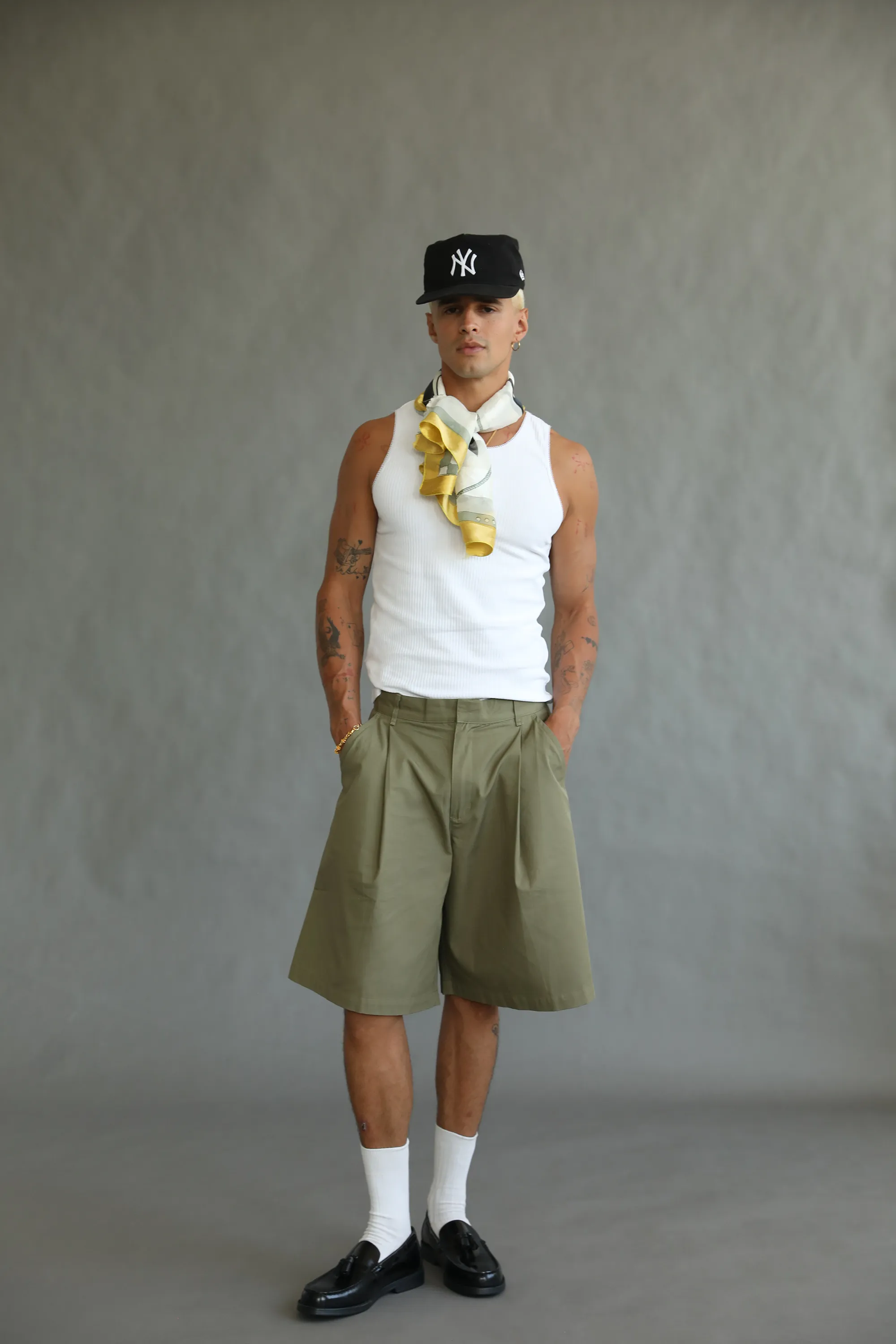 Olive Pleated Shorts sold by Angel Boy product image thumbnail 2