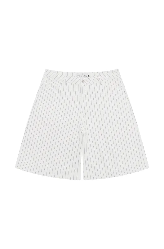 White Pinstripe Denim Shorts sold by Angel Boy