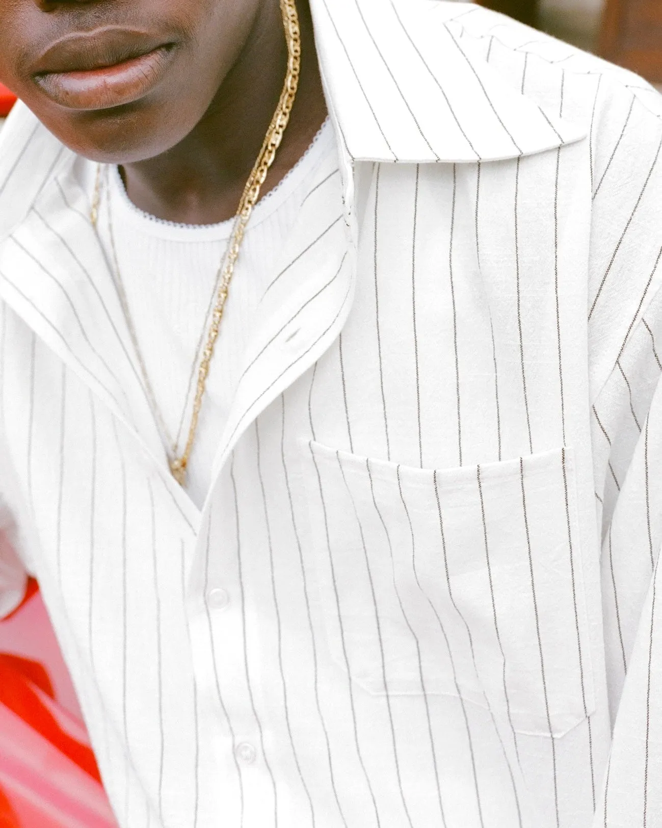 White Pinstriped Long Sleeve Shirt sold by Angel Boy product image thumbnail 3