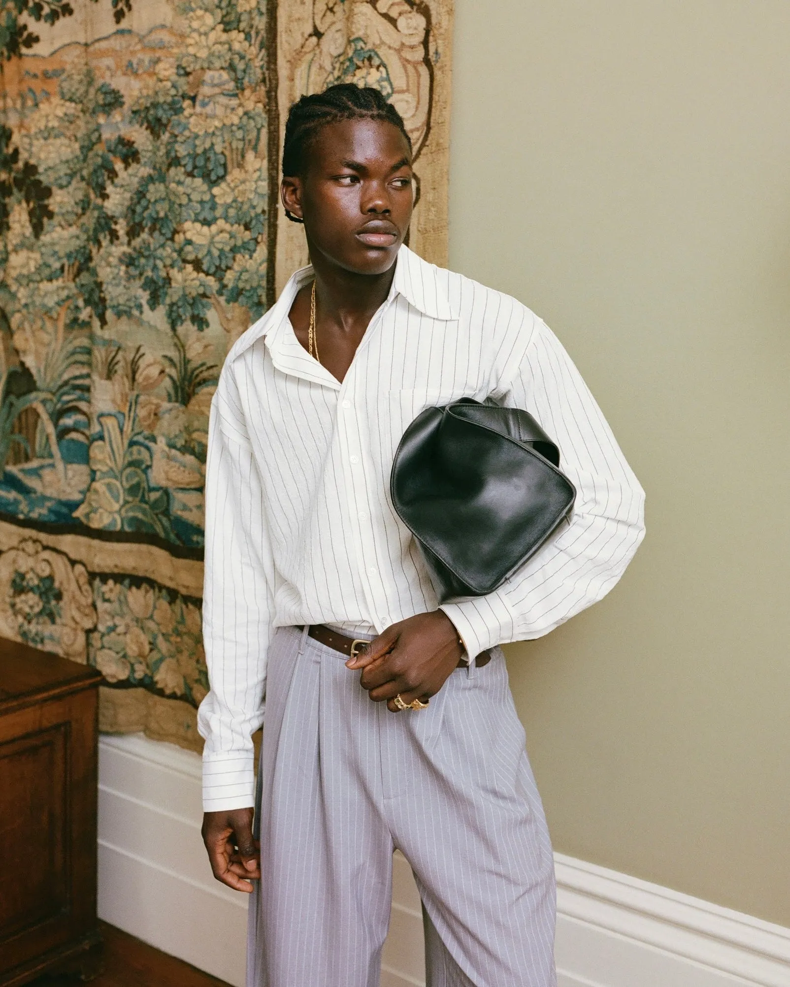 White Pinstriped Long Sleeve Shirt sold by Angel Boy product image thumbnail 5