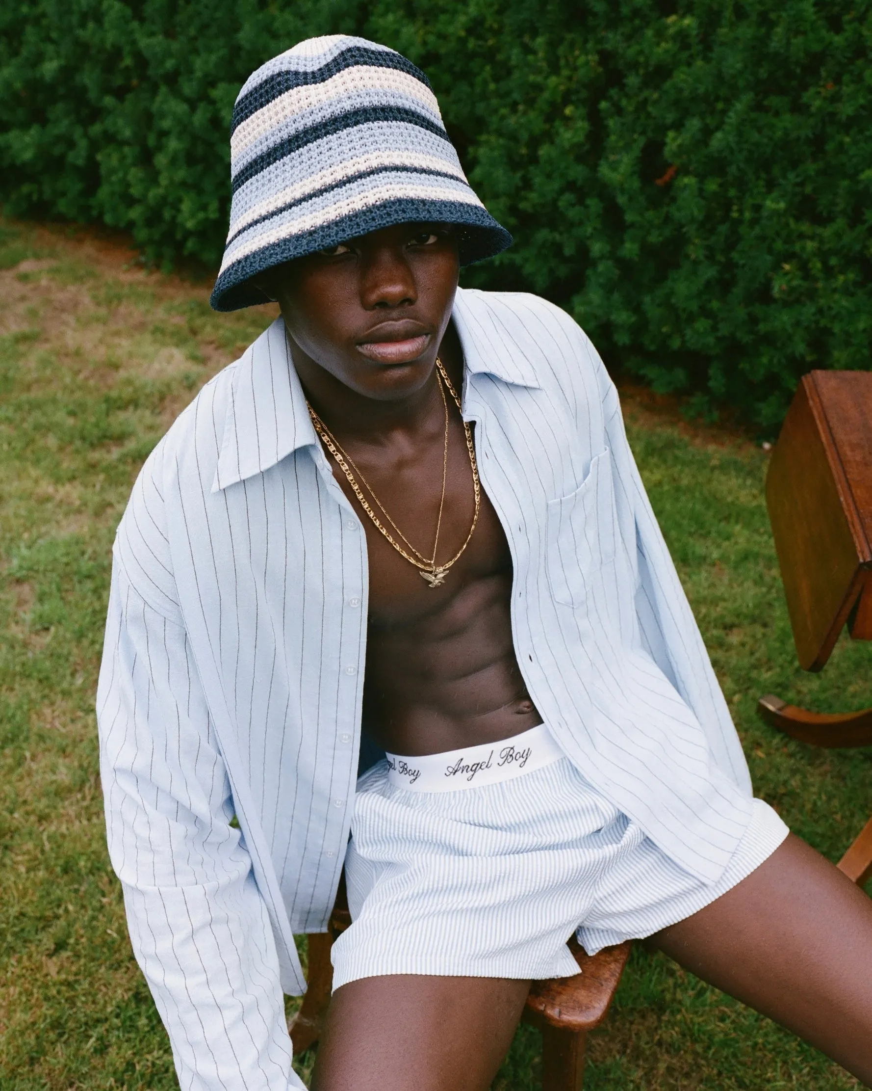 Blue Pinstriped Long Sleeve Shirt sold by Angel Boy product image thumbnail 4