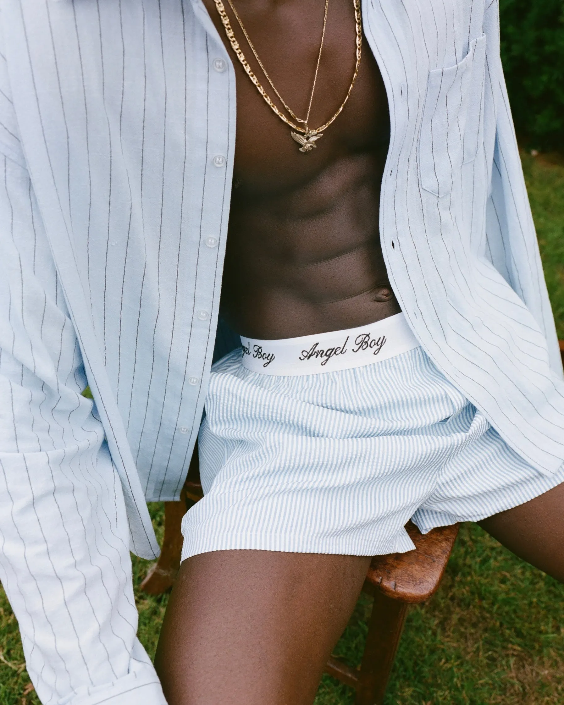 Blue Pinstriped Long Sleeve Shirt sold by Angel Boy product image thumbnail 2