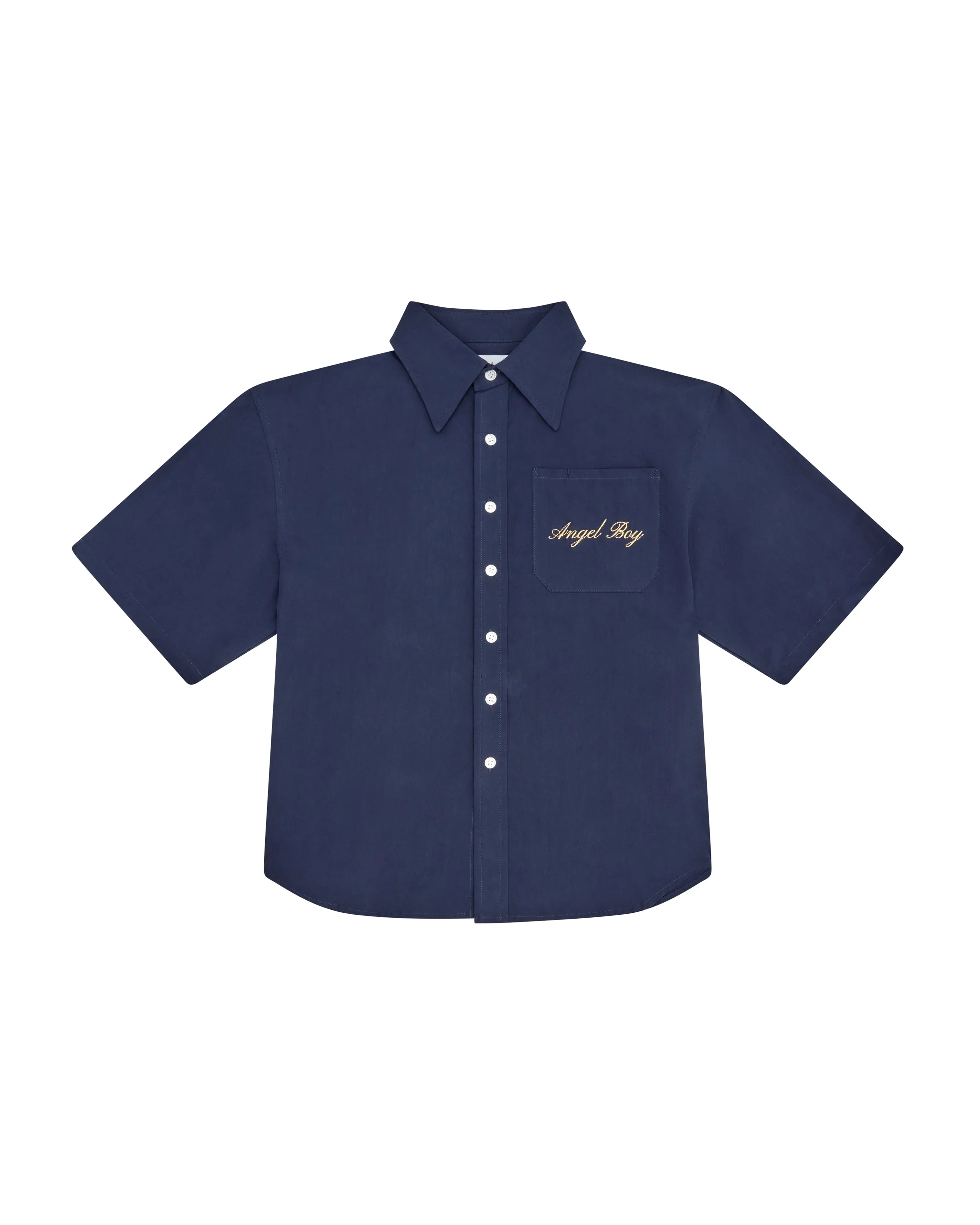 Navy Short Sleeve Button Up sold by Angel Boy