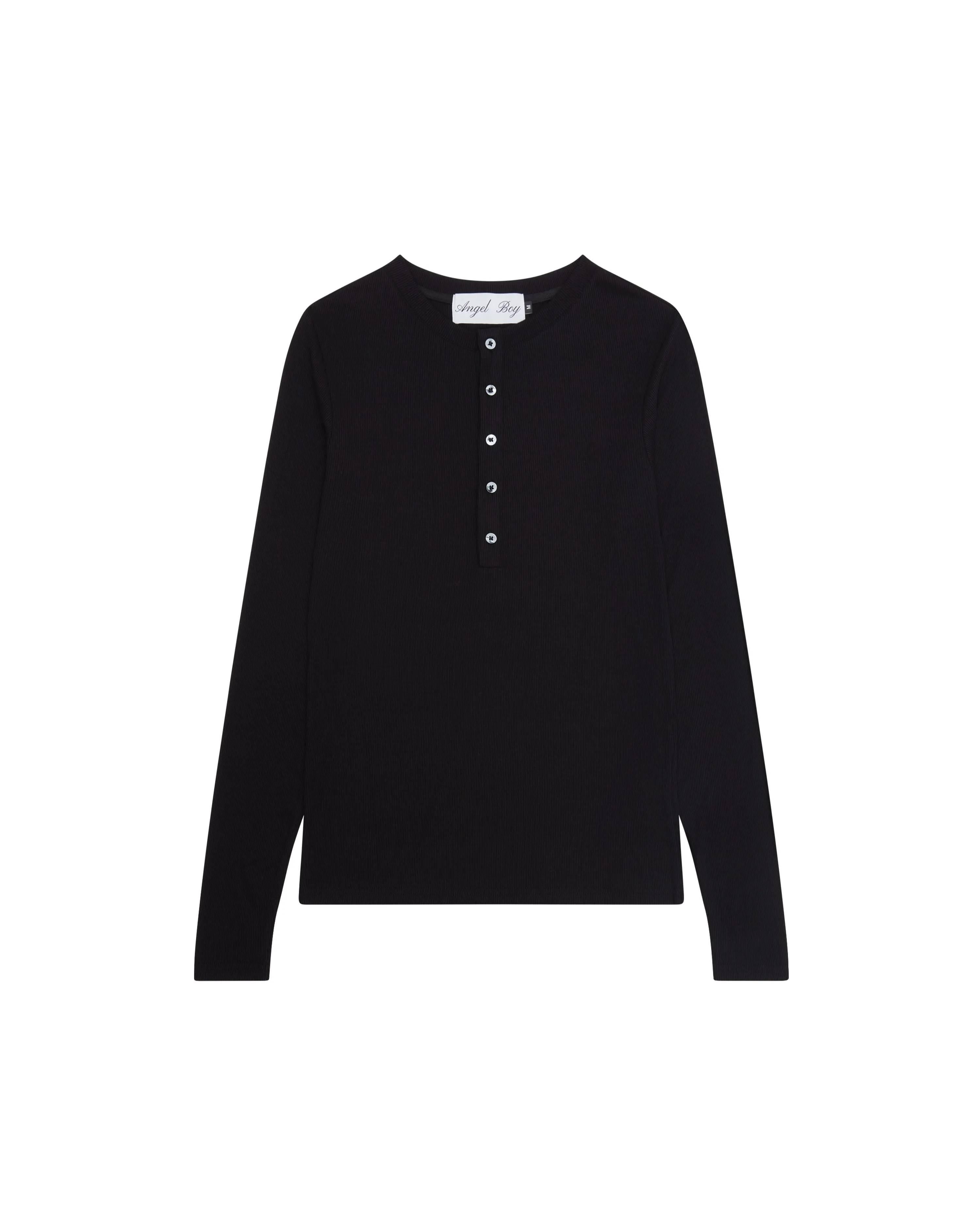 Black Henley Shirt sold by Angel Boy