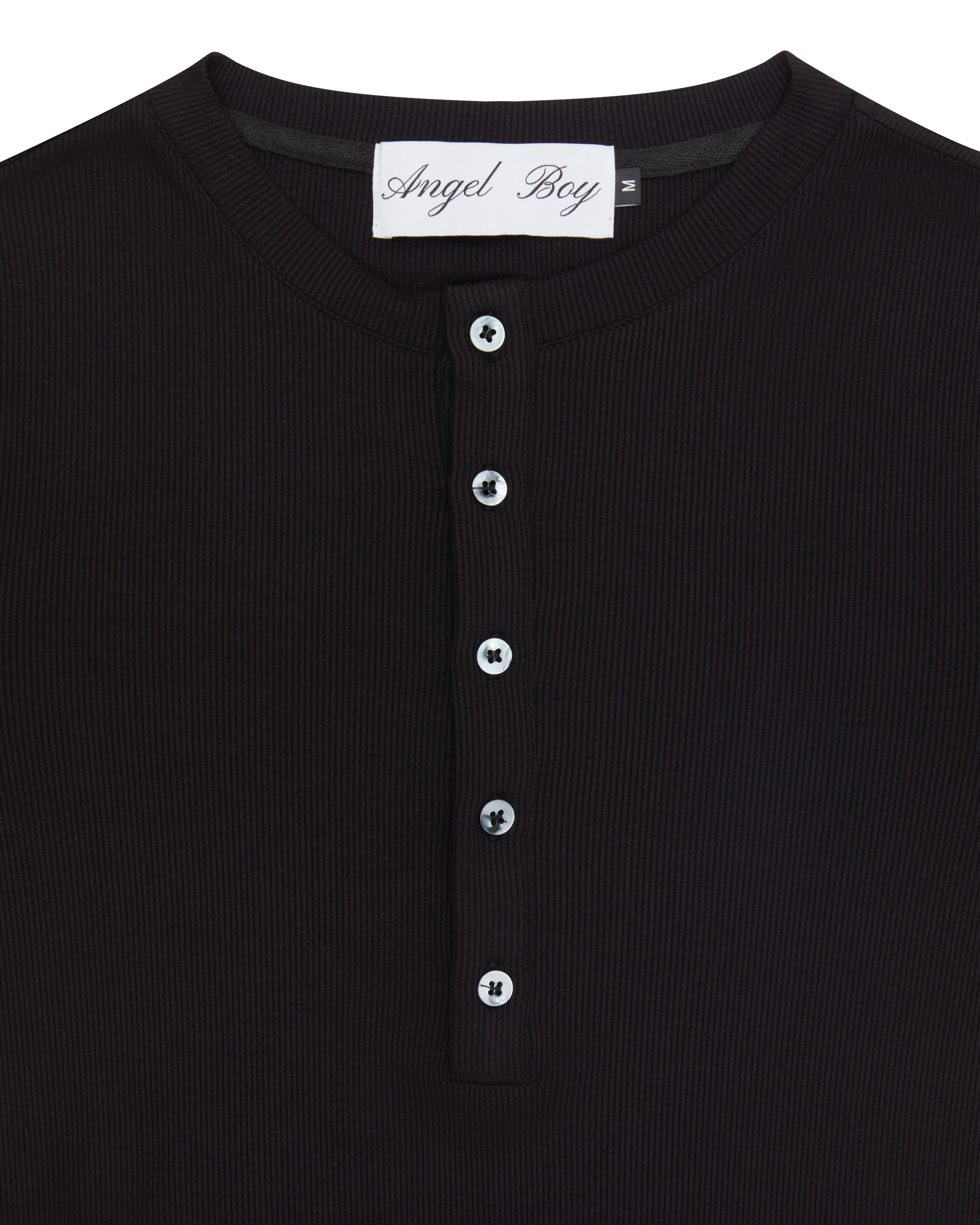 Black Henley Shirt sold by Angel Boy product image thumbnail 2