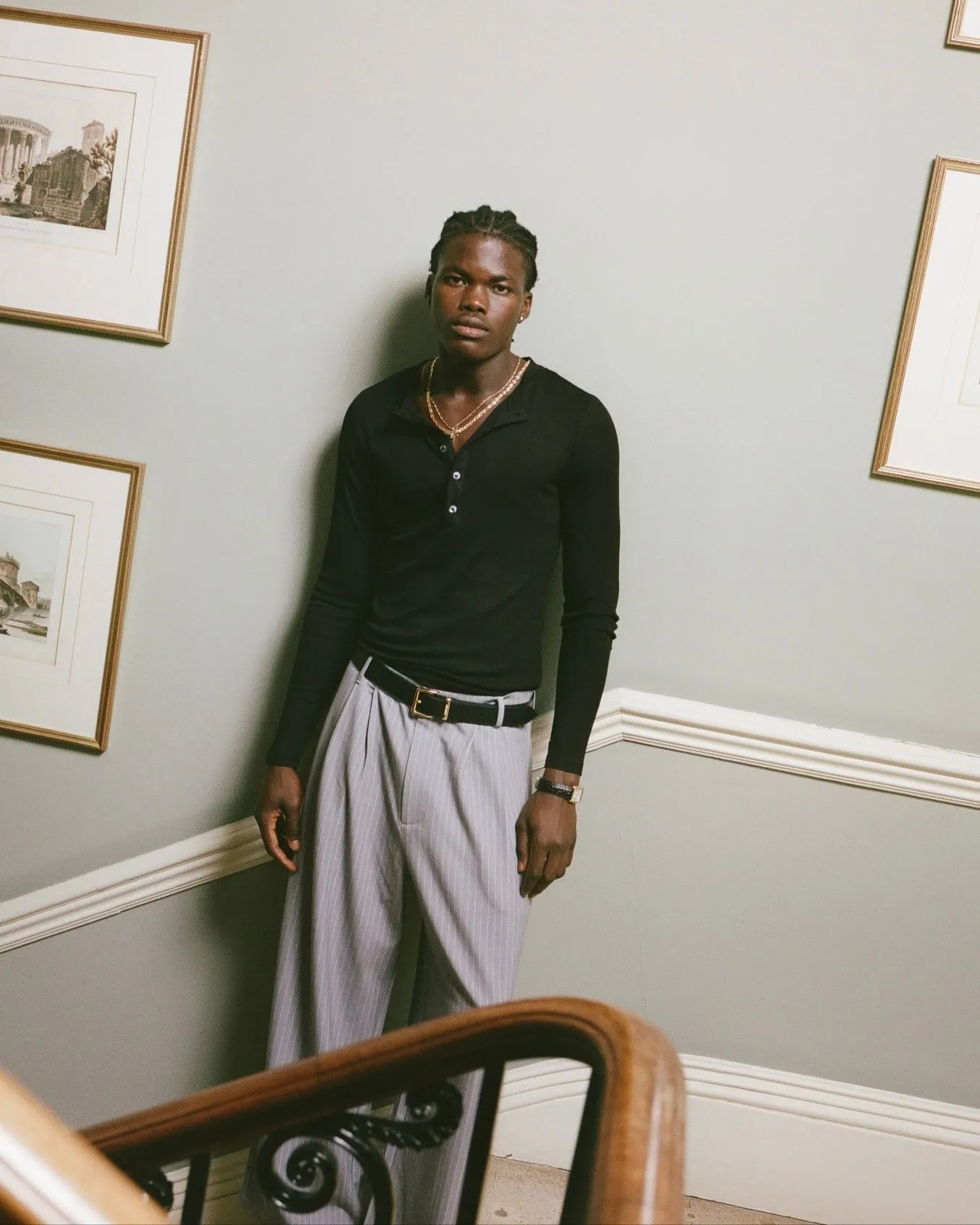 Black Henley Shirt sold by Angel Boy product image thumbnail 5