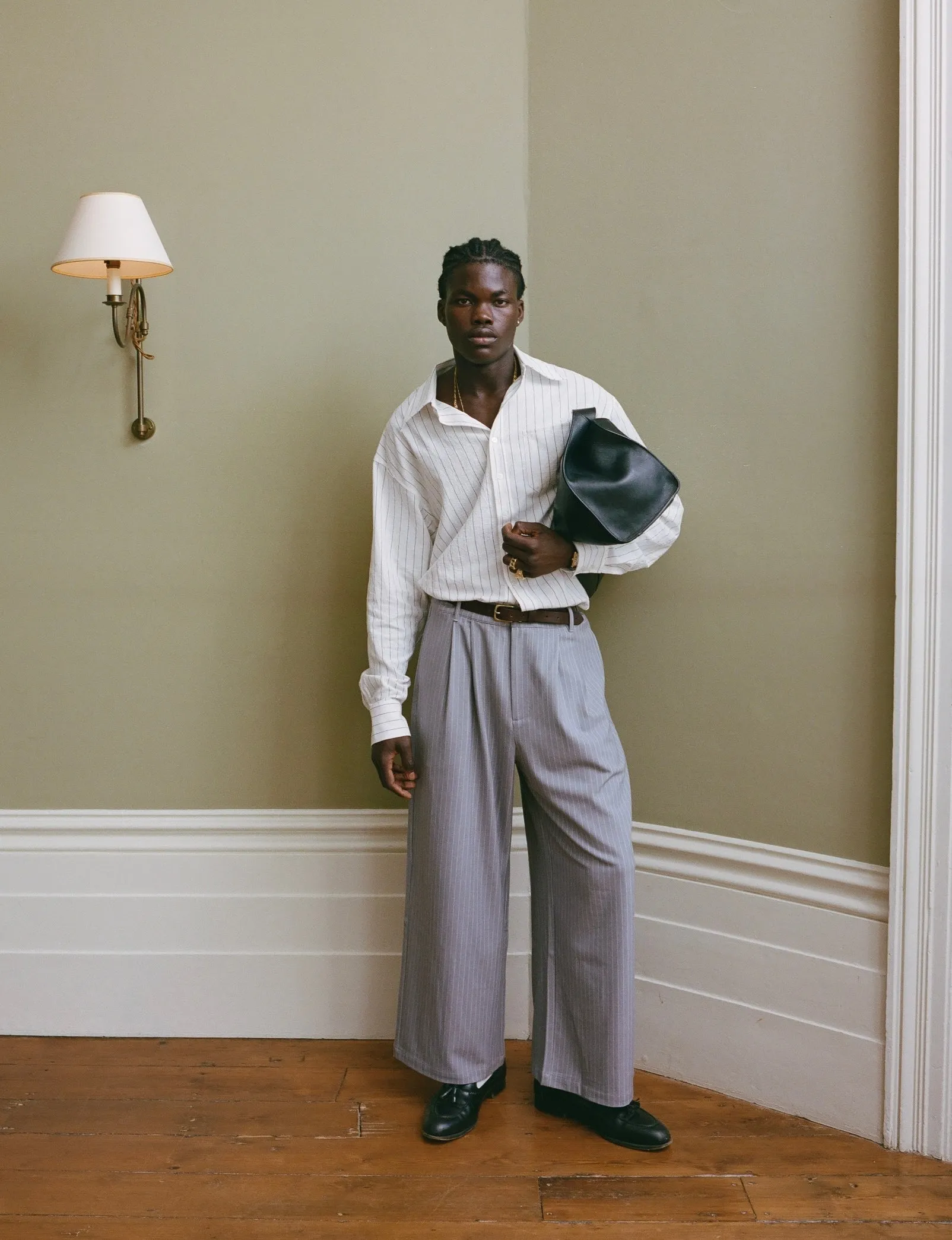 Grey Pinstripe Pants sold by Angel Boy product image thumbnail 2
