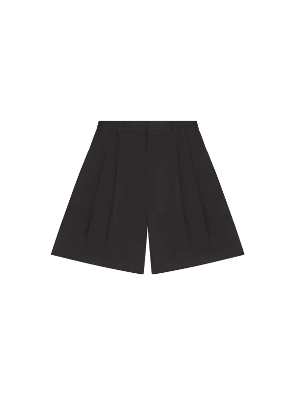 Pre-Order: Black Double Pleated Shorts sold by Angel Boy