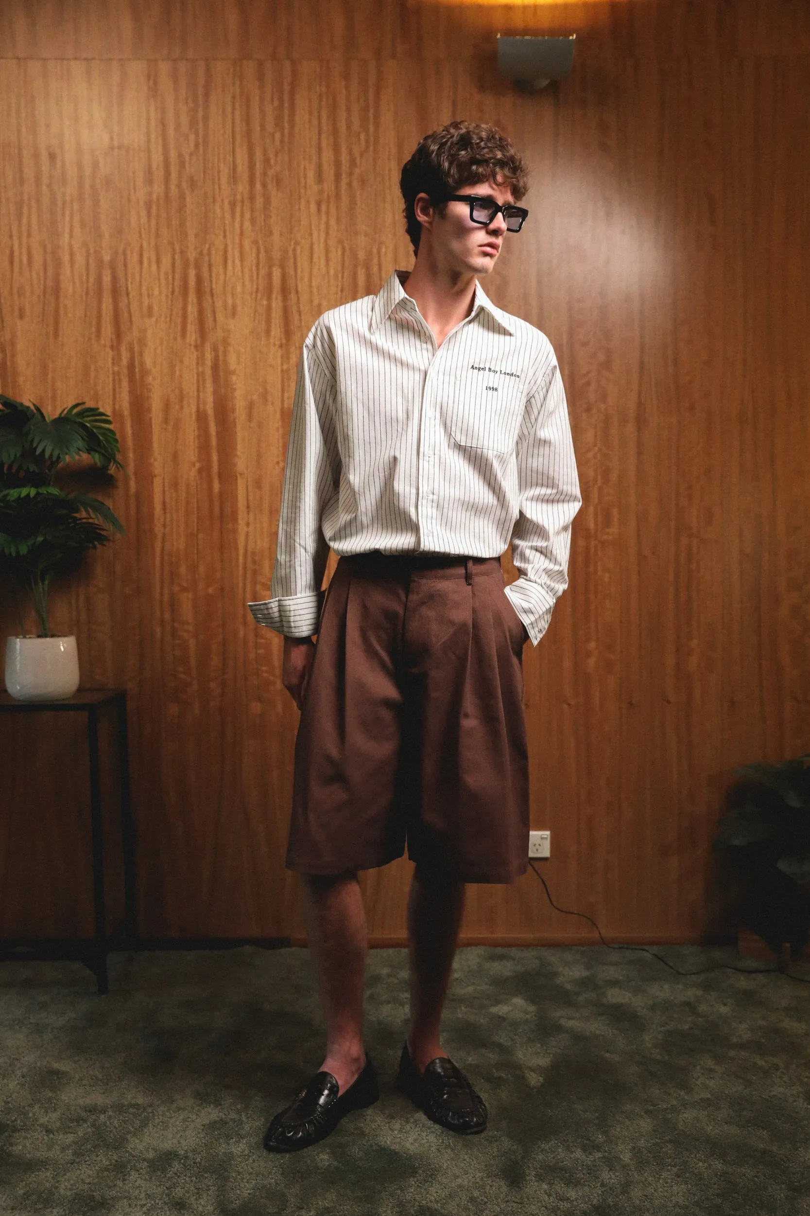 Brown Double Pleated Shorts sold by Angel Boy product image thumbnail 2