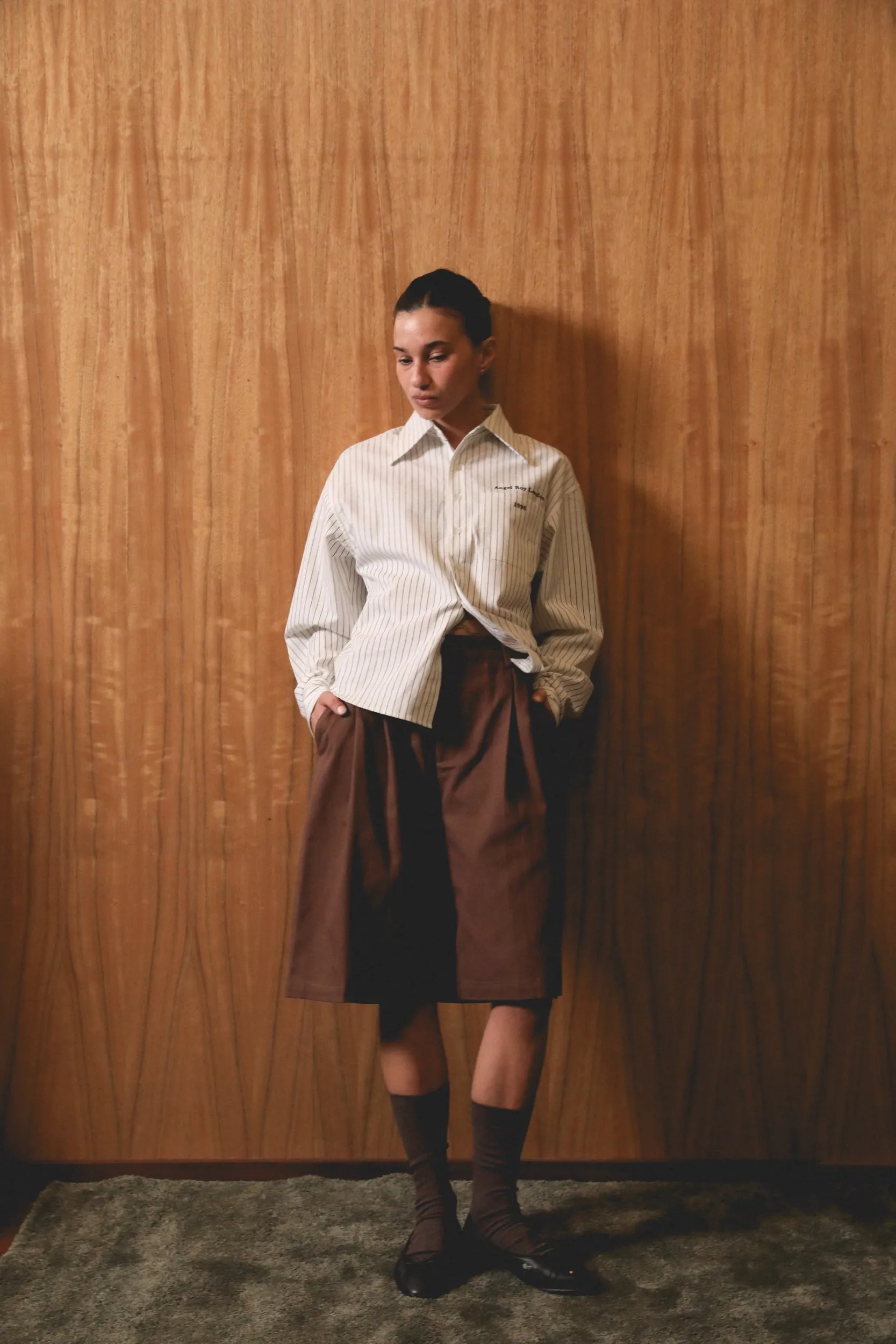 Brown Double Pleated Shorts sold by Angel Boy product image thumbnail 4