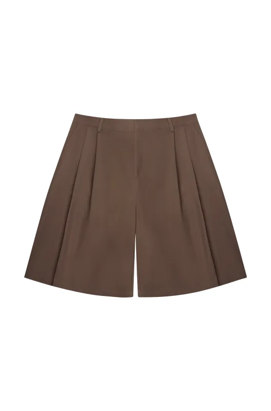 Brown Double Pleated Shorts made by Angel Boy