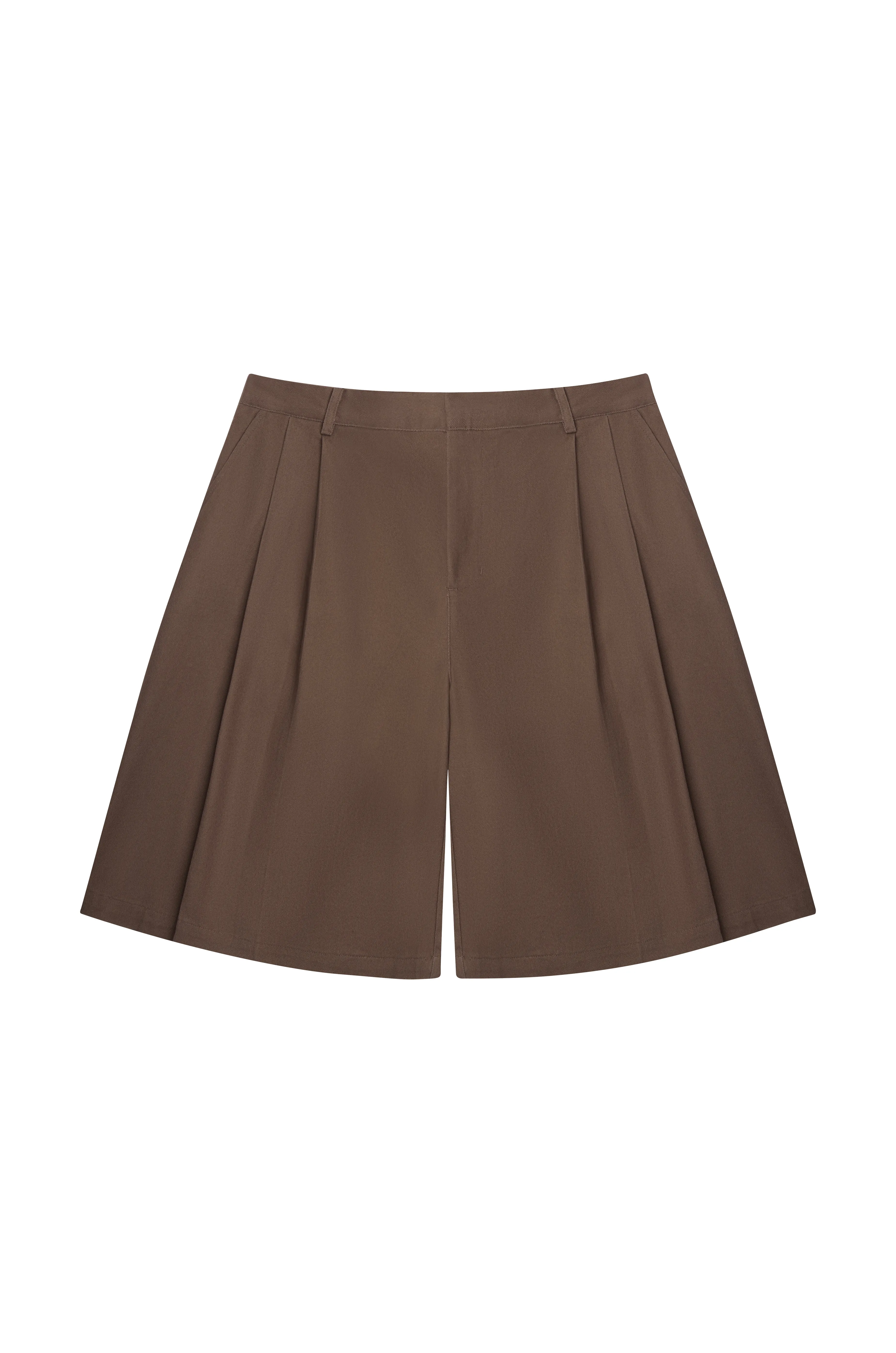 Brown Double Pleated Shorts sold by Angel Boy