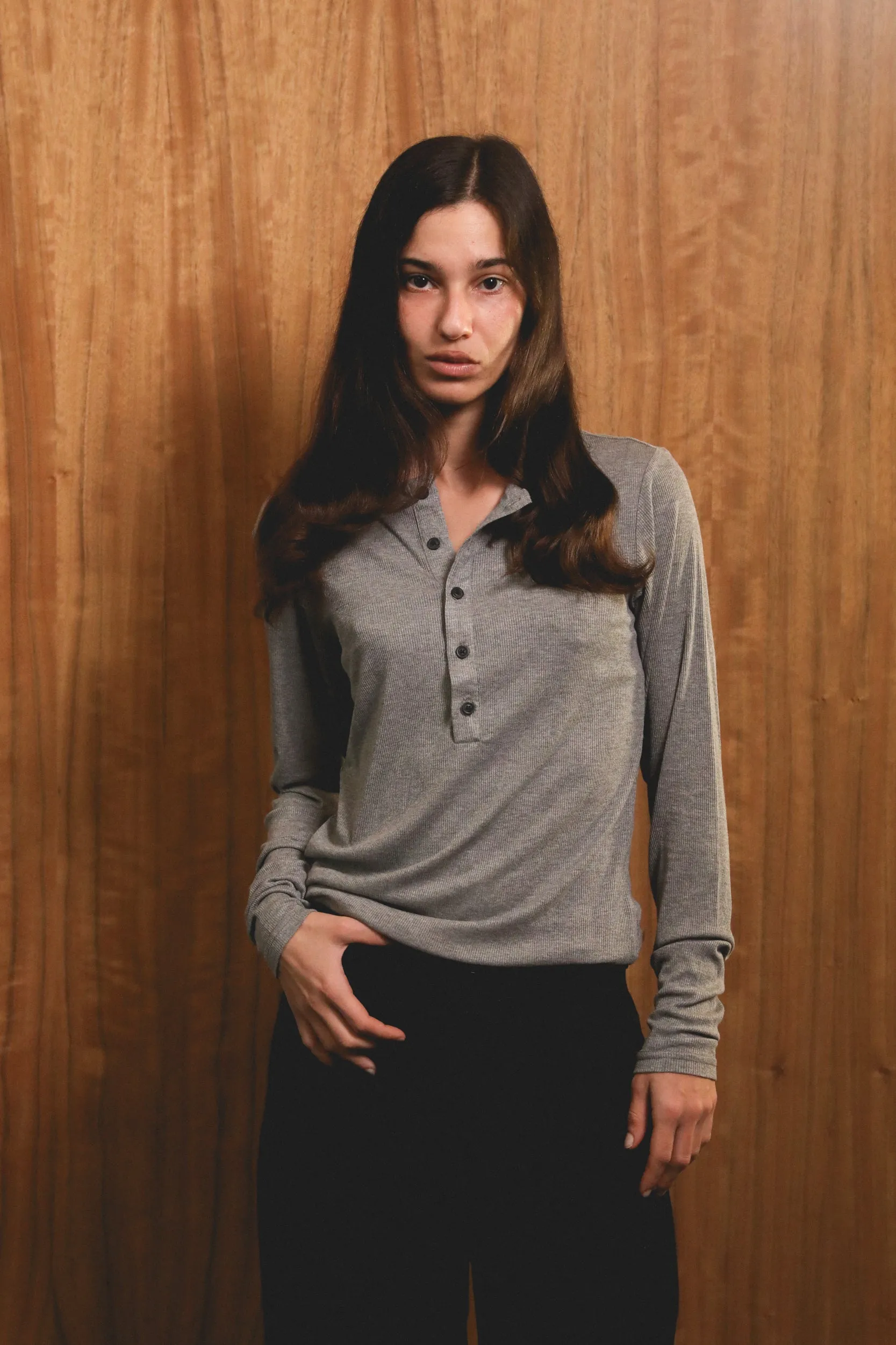 Grey Henley Shirt sold by Angel Boy product image thumbnail 4