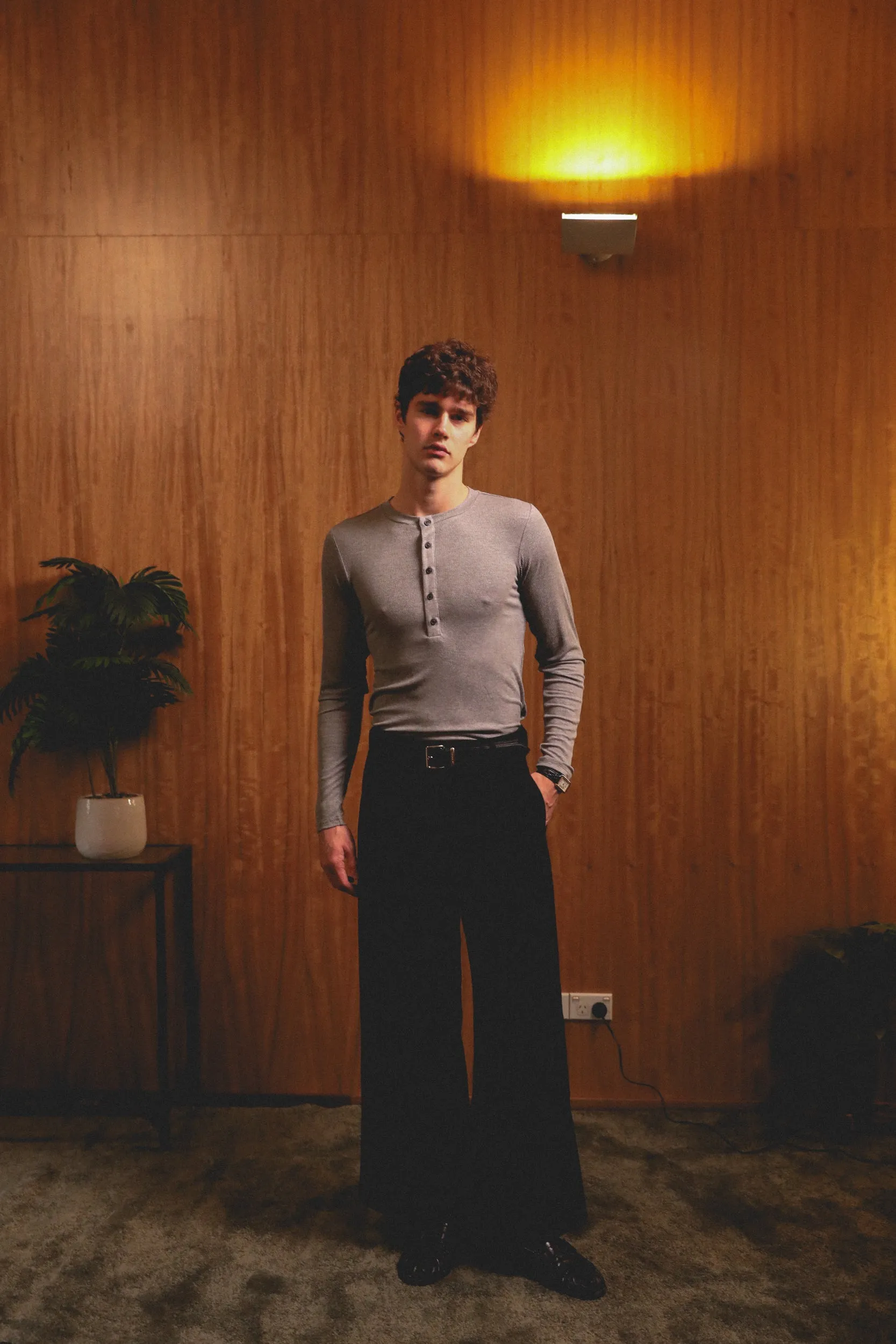 Grey Henley Shirt sold by Angel Boy product image thumbnail 2